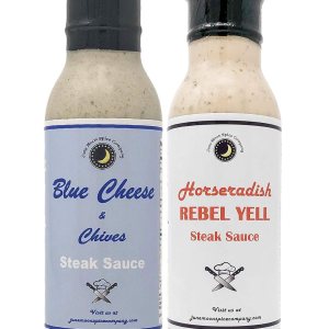 Premium Paquete variado de 2 salsas de filete Salsa de bistec de rábano picante Salsa de bistec de queso azul y cebollino Bajo en colesterol Premium Paquete variado de 2 salsas de filete Salsa de bistec de rábano picante Salsa de bistec de queso azul y cebollino Bajo en colesterol