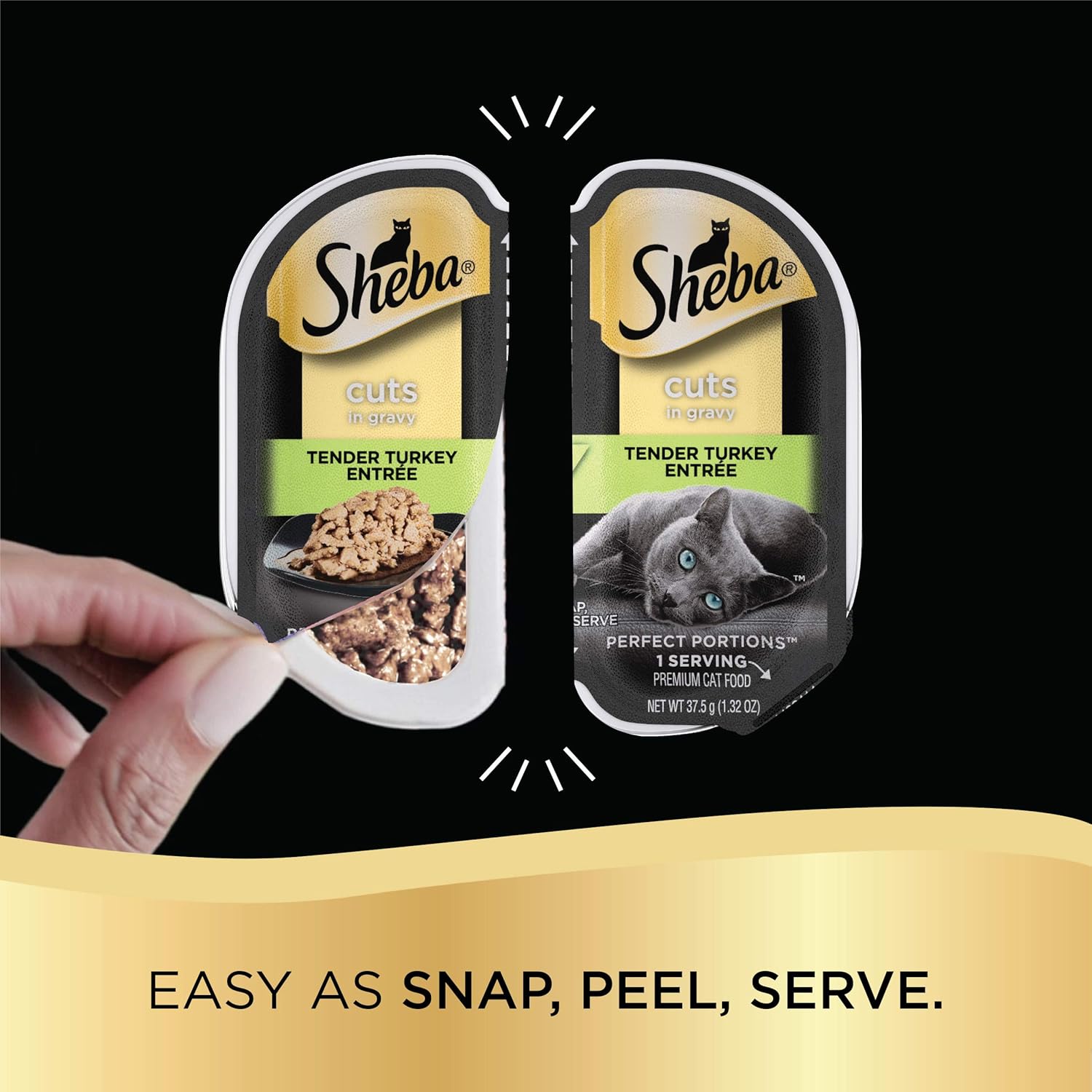 Sheba Perfect Portions – Comida húmeda con porciones cortadas en salsa y sabor a entrante de pavo tierno para gatos, 24 bandejas dobles de 2.6 onzas