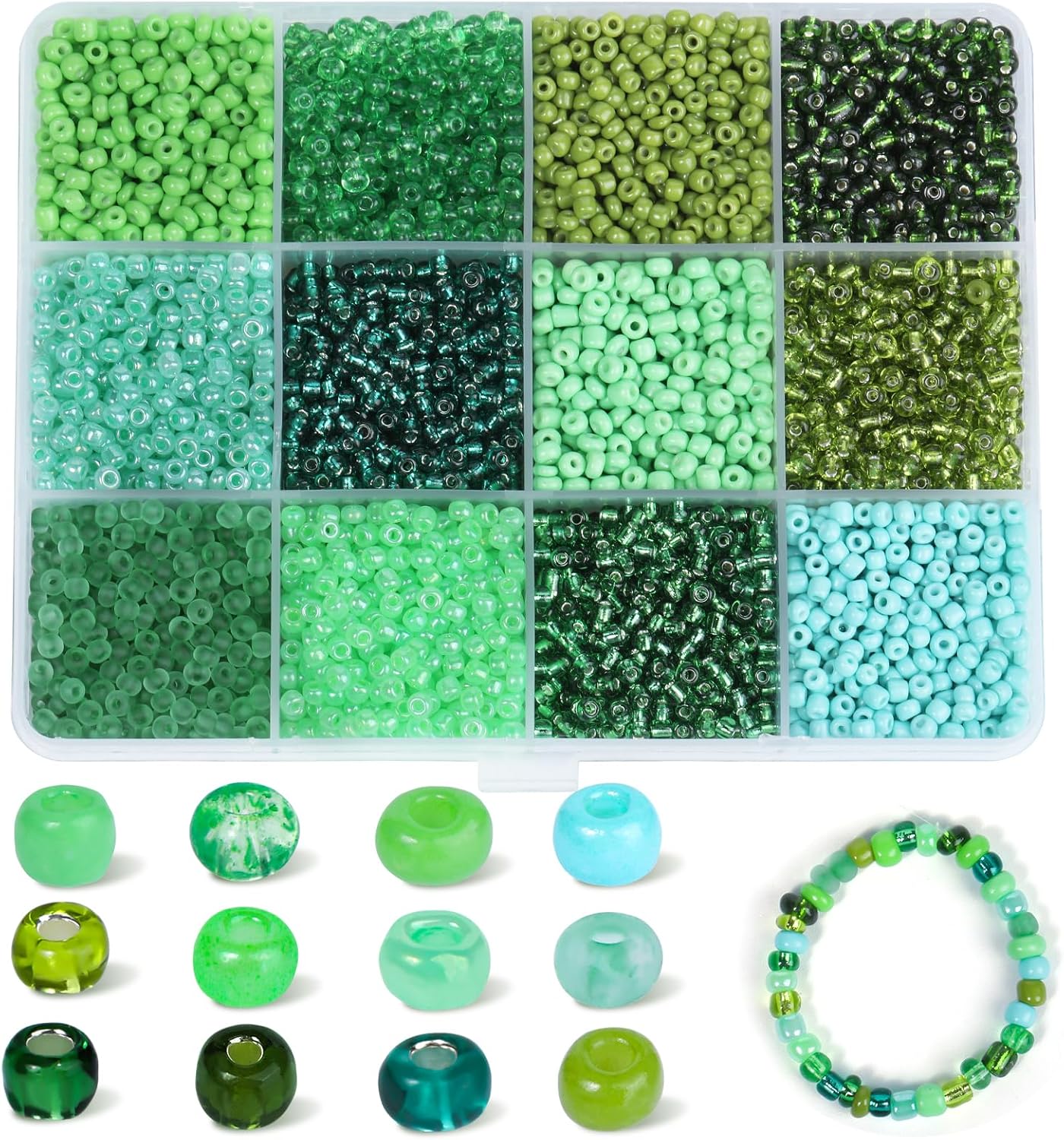 7380 cuentas de semillas de vidrio, cuentas de semillas de pulsera 80 de 0.118 pulgadas para joyería, 12 colores redondos surtidos de cuentas de