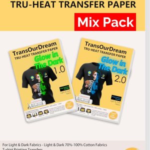 TransOurDream Papel de transferencia de calor luminoso para planchar para camisetas (10 hojas, paquete mixto de 8.5 x 11 pulgadas), vinilo HTV TransOurDream Papel de transferencia de calor luminoso para planchar para camisetas (10 hojas, paquete mixto de 8.5 x 11 pulgadas), vinilo HTV