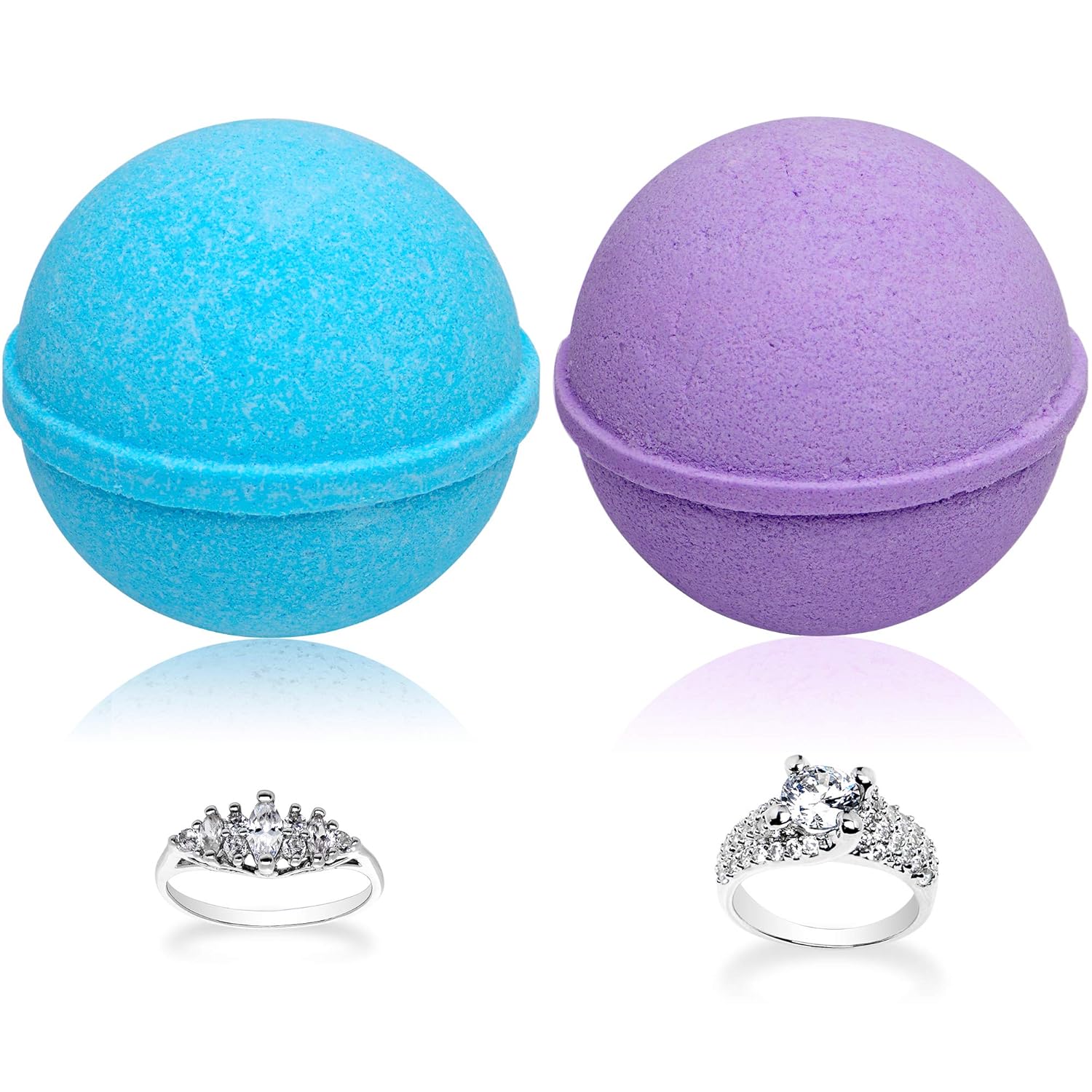 Ocean Breeze – Juego de 2 bombas de baño de lavanda con anillo tamaño 6 en el interior, cada una fabricada en Estados Unidos