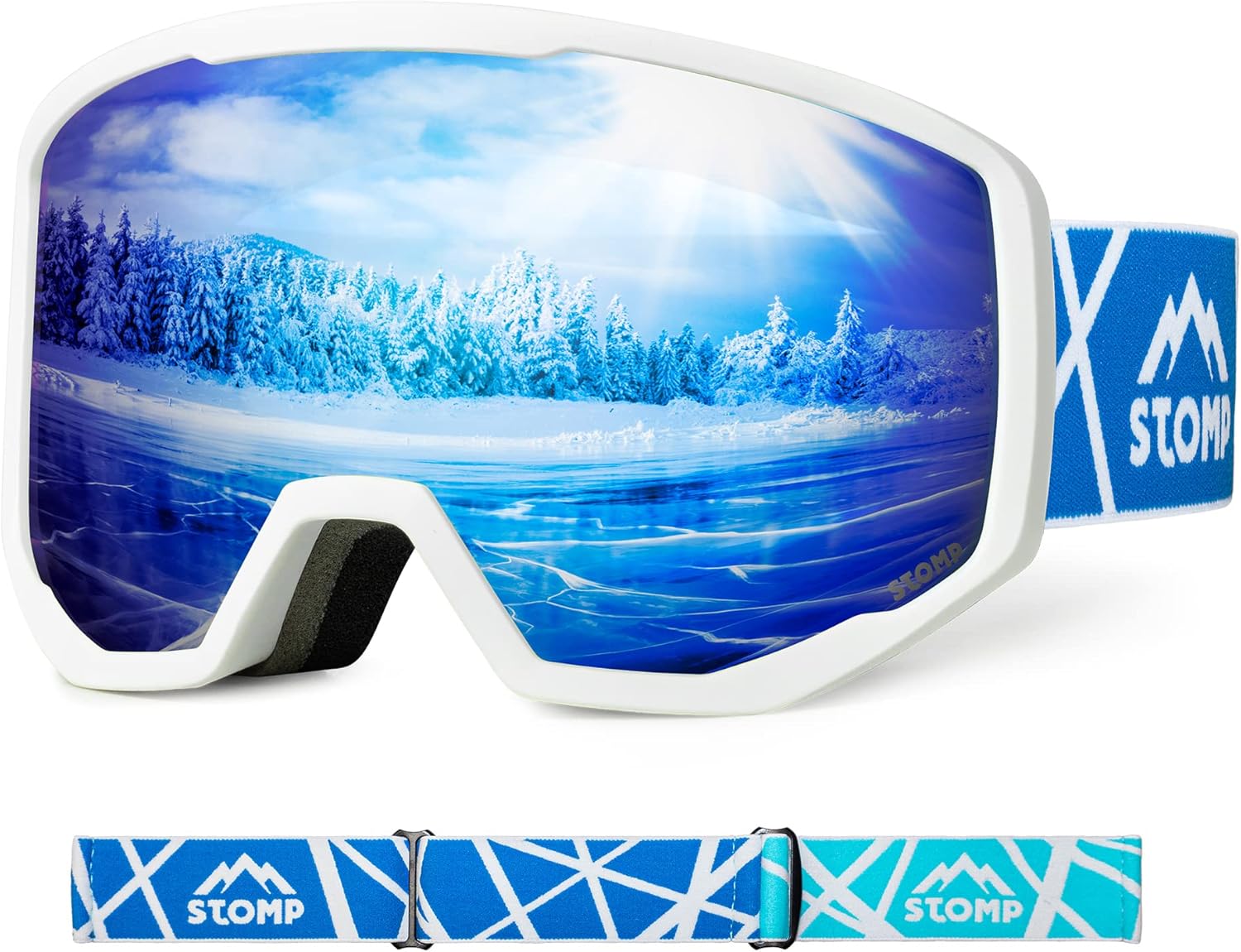 STOMP Gafas de esquí y snowboard 100% protección UV400, lentes reemplazablescorreas para hombres, mujeres y jóvenes