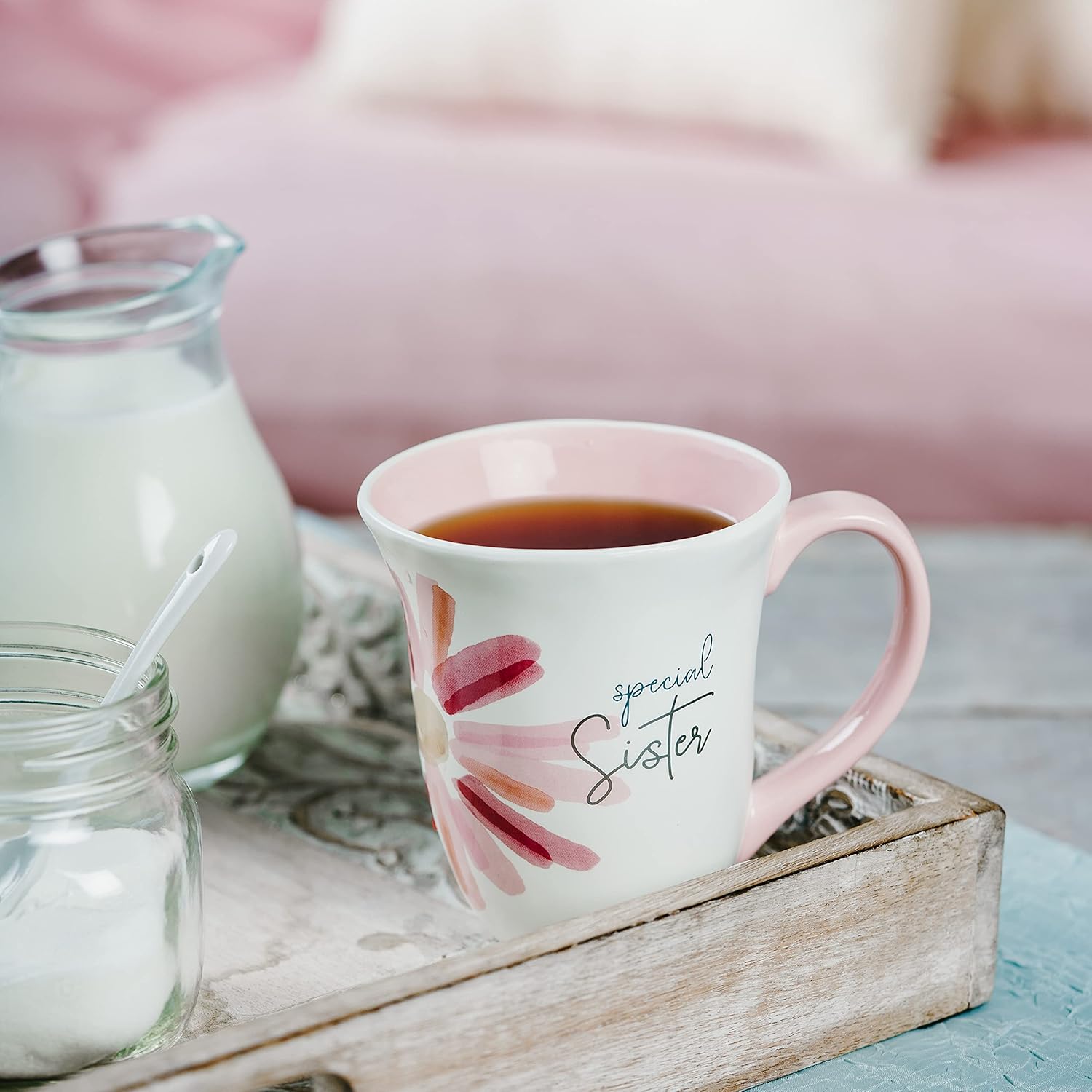 Pavilion – Taza de café grande de 16 onzas, diseño de flores de acuarela