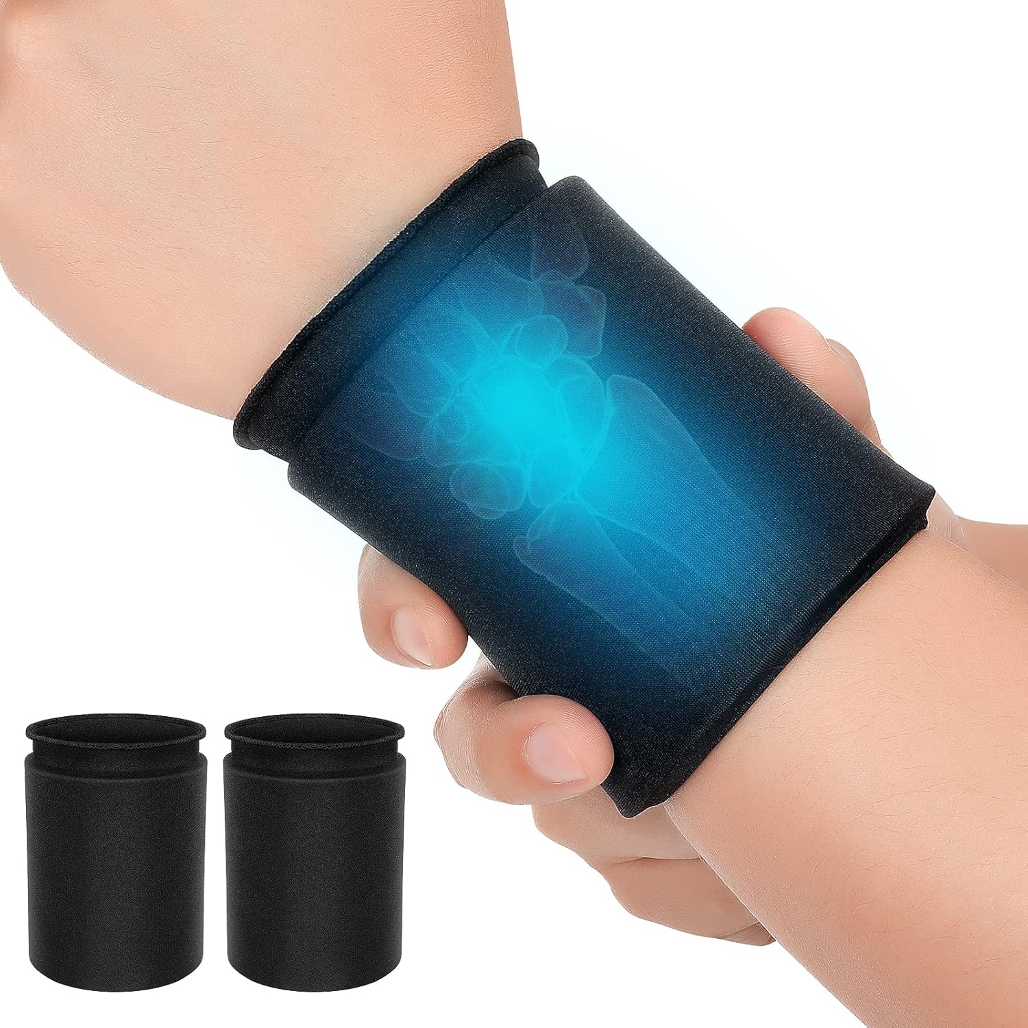 Bolsa de hielo de muñeca para alivio del túnel carpiano, 2 paquetes de gel de terapia caliente y fría, paquete frío para lesiones en la mano,