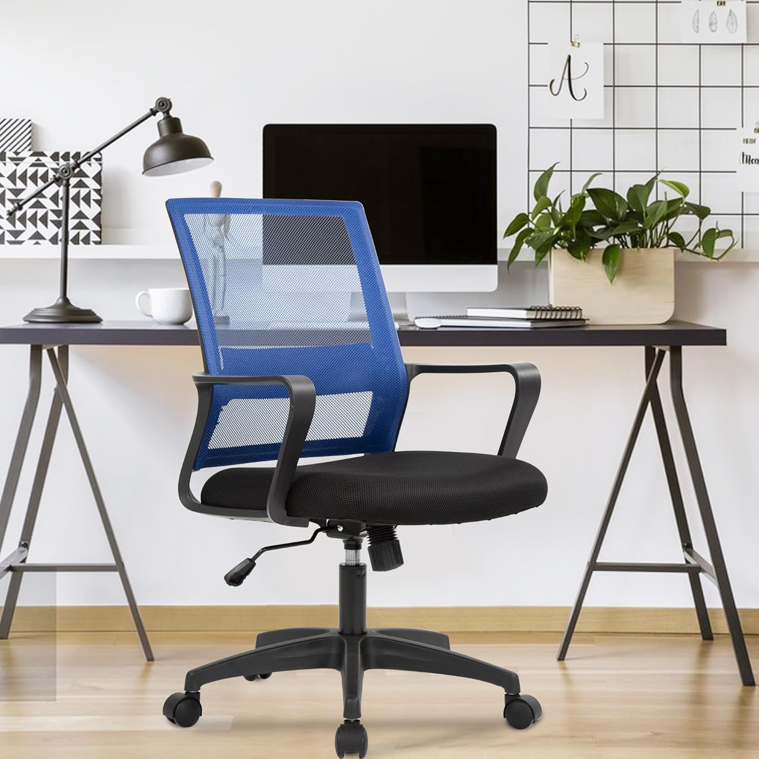 PayLessHere Silla de oficina para computadora, silla ergonómica de malla, respaldo medio, silla giratoria para oficina en casa, silla de escritorio