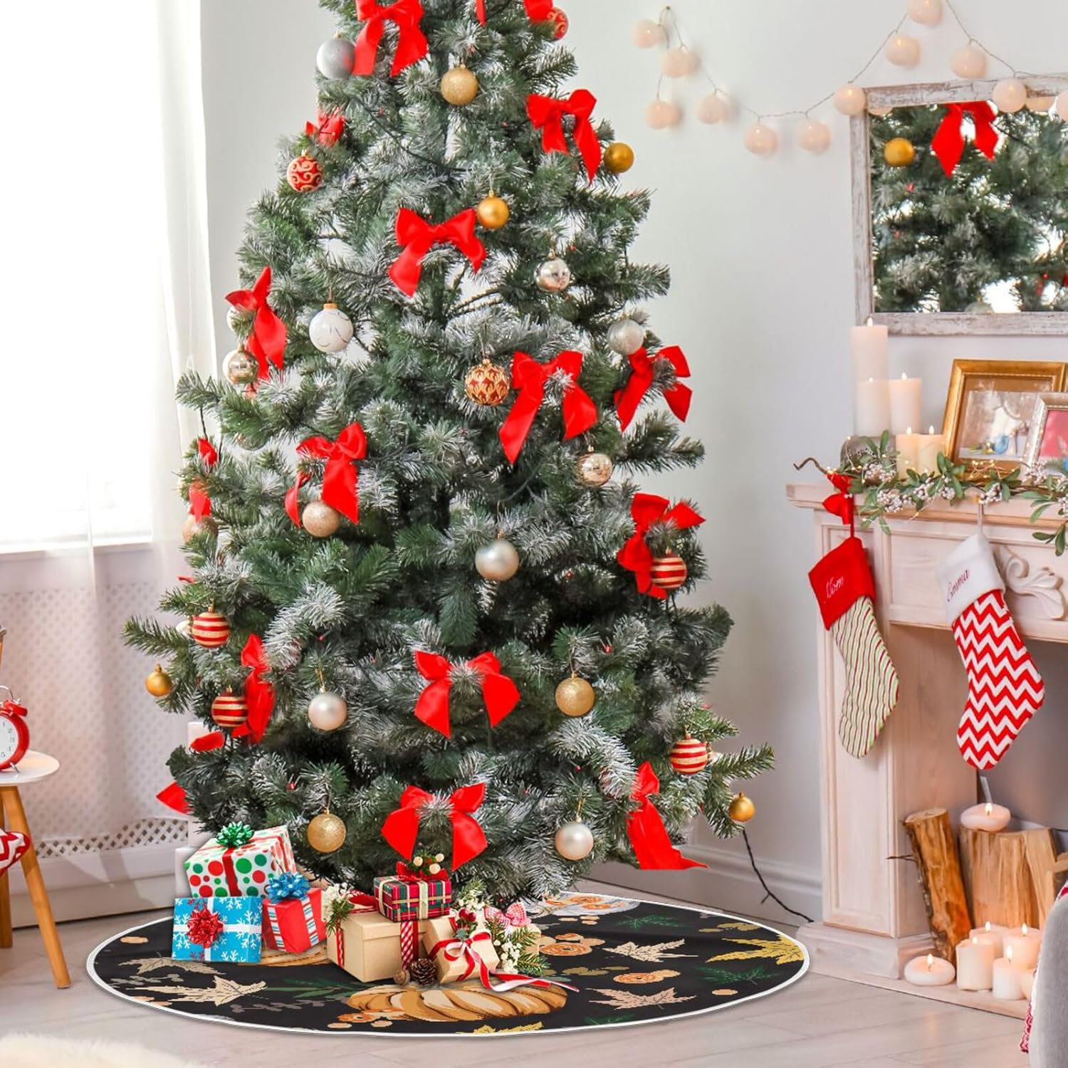 Falda de árbol de hojas de calabazas de otoño, falda de árbol suave, decoración de árbol, faldas de Navidad árboles de Navidad