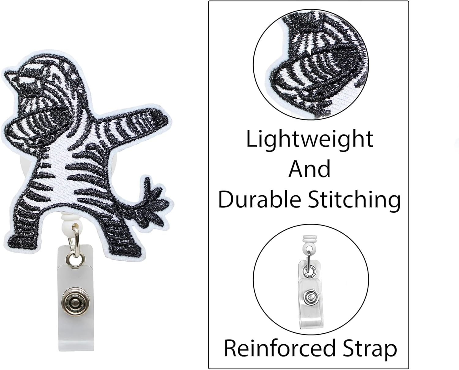 Dabbing Zebra – Carrete de identificación retráctil con clip de cocodrilo para hospitales, médicos y personal de oficina profesional