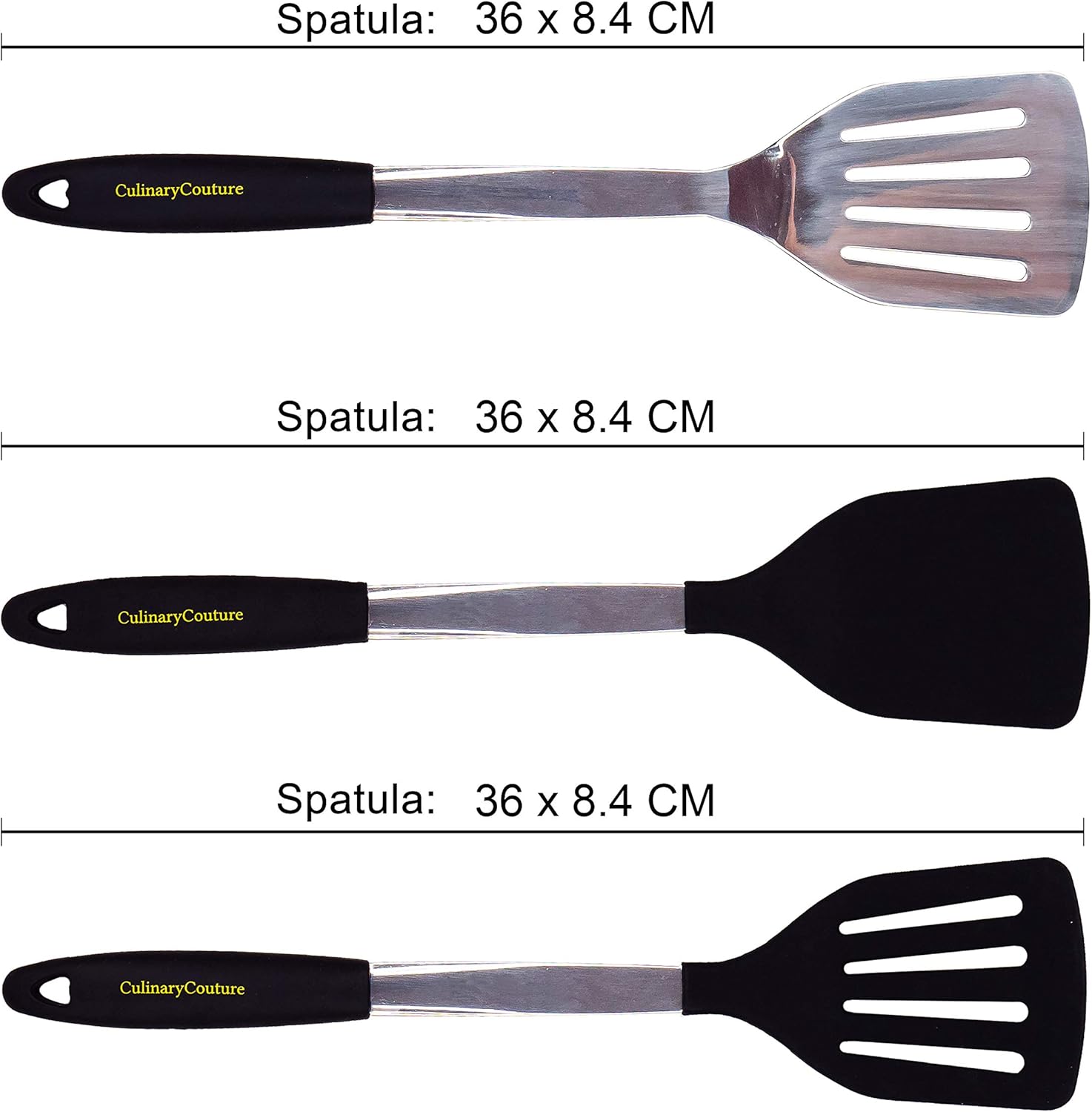 Juego de espátula de silicona  Utensilios de cocina de acero inoxidable y silicona resistentes al calor  608F  Herramientas de espátula para