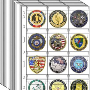 20 hojas de páginas de suministros para colección de monedas, páginas estándar de 9 agujeros para colección de monedas para colección de monedas (12 20 hojas de páginas de suministros para colección de monedas, páginas estándar de 9 agujeros para colección de monedas para colección de monedas (12