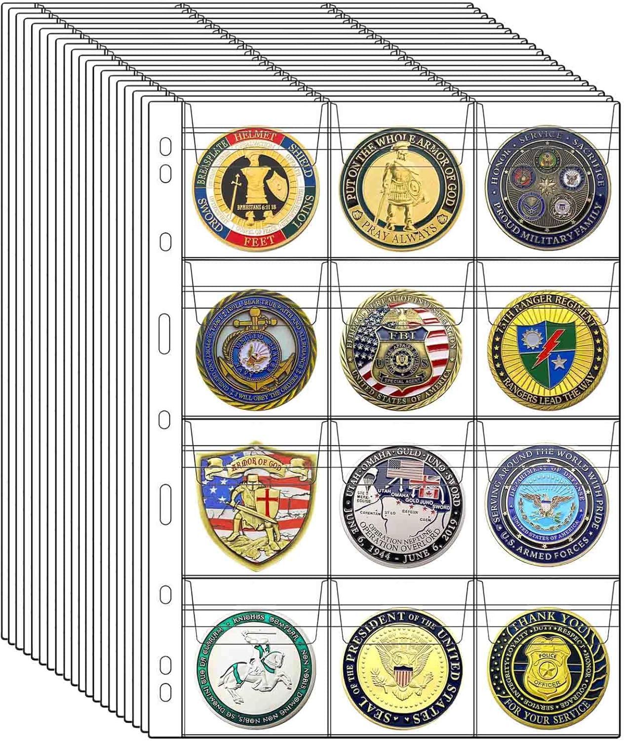 20 hojas de páginas de suministros para colección de monedas, páginas estándar de 9 agujeros para colección de monedas para colección de monedas (12