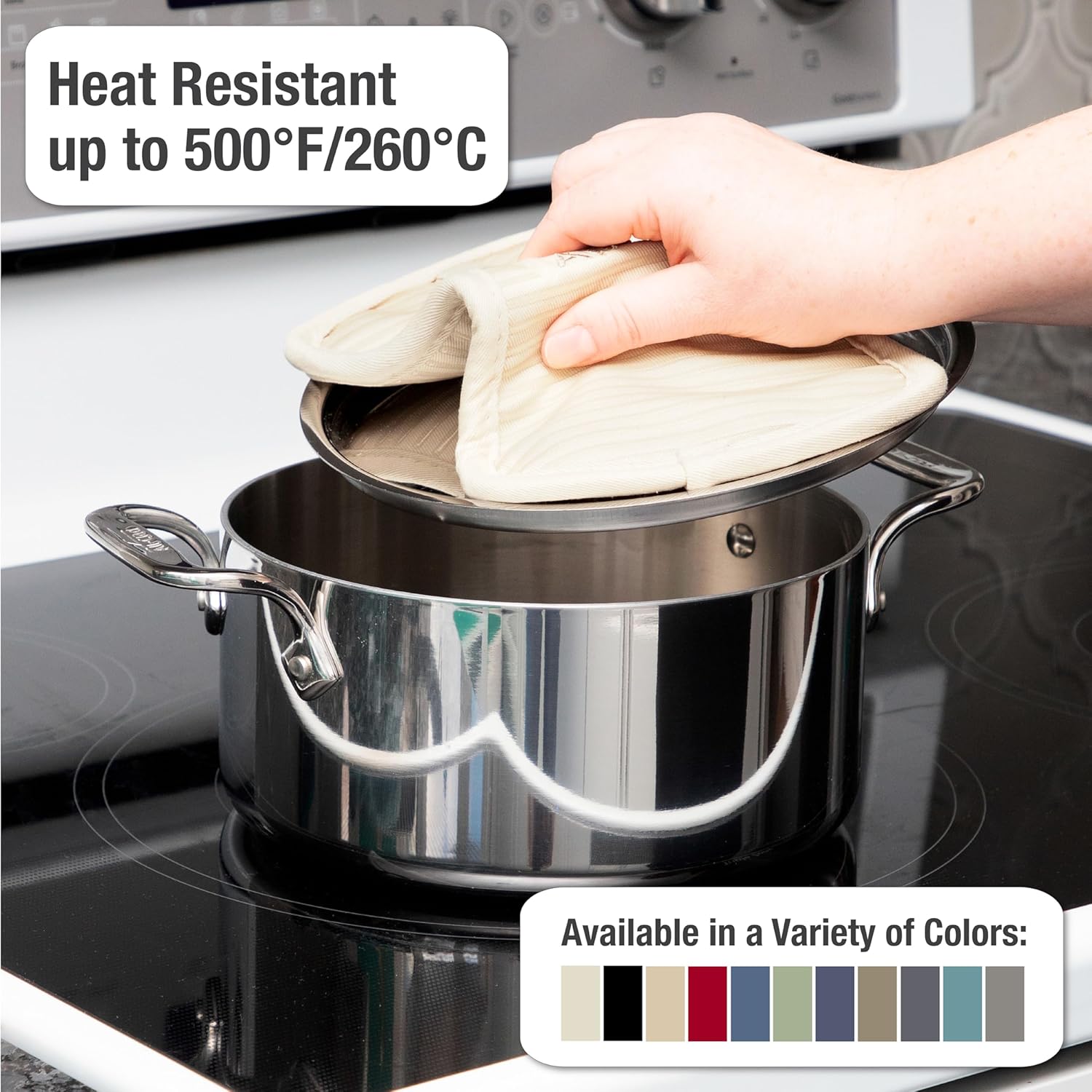 All-Clad Soporte para ollas y almohadilla caliente resistente al calor hasta 500 grados, 100% algodón, almohadilla caliente de 10 x 6.25 pulgadas