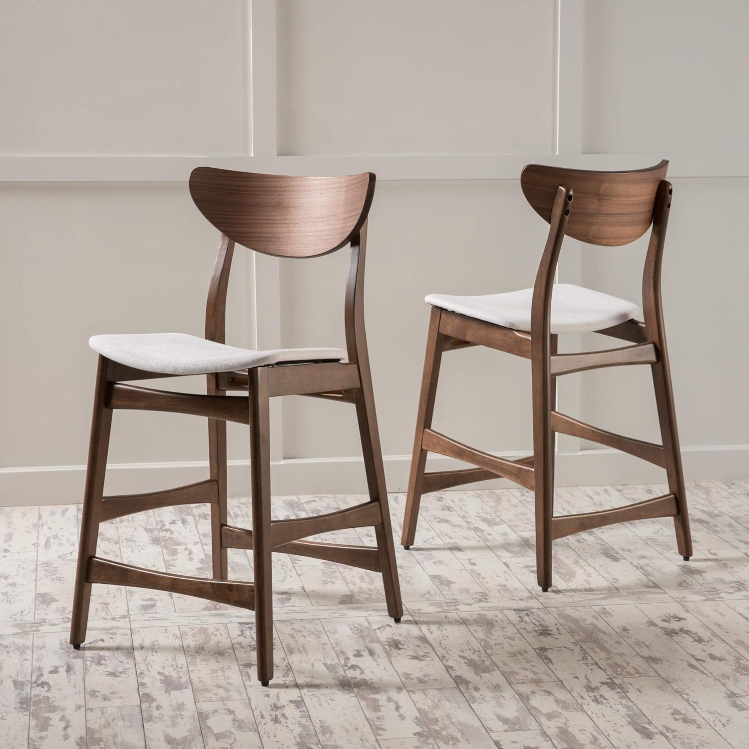 Christopher Knight Home Gavin – Juego de 2 sillas de mostrador, acabado beige claro  nogal