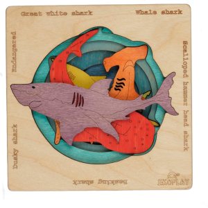 Tiburones en peligro de extinción Rompecabezas de madera multicapa para niños Martillo, gran tiburón blanco, tiburón ballena, tiburón oscuro, Tiburones en peligro de extinción Rompecabezas de madera multicapa para niños Martillo, gran tiburón blanco, tiburón ballena, tiburón oscuro,