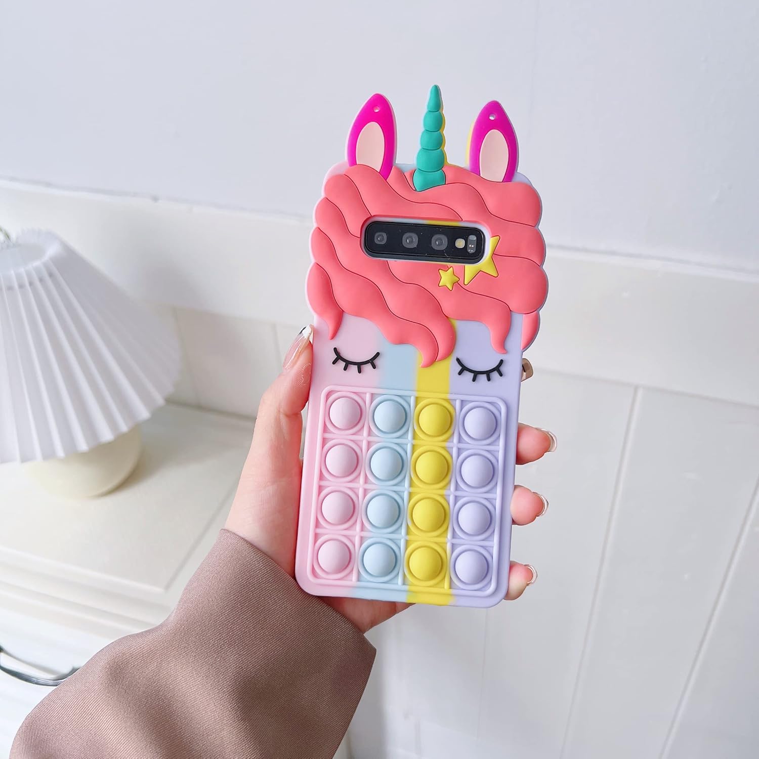 Lubiogio Funda de silicona suave para Samsung Galaxy S10+Plus de 6.4 pulgadas con correa, diseño 3D de dibujos animados kawaii para niñas, mujeres,