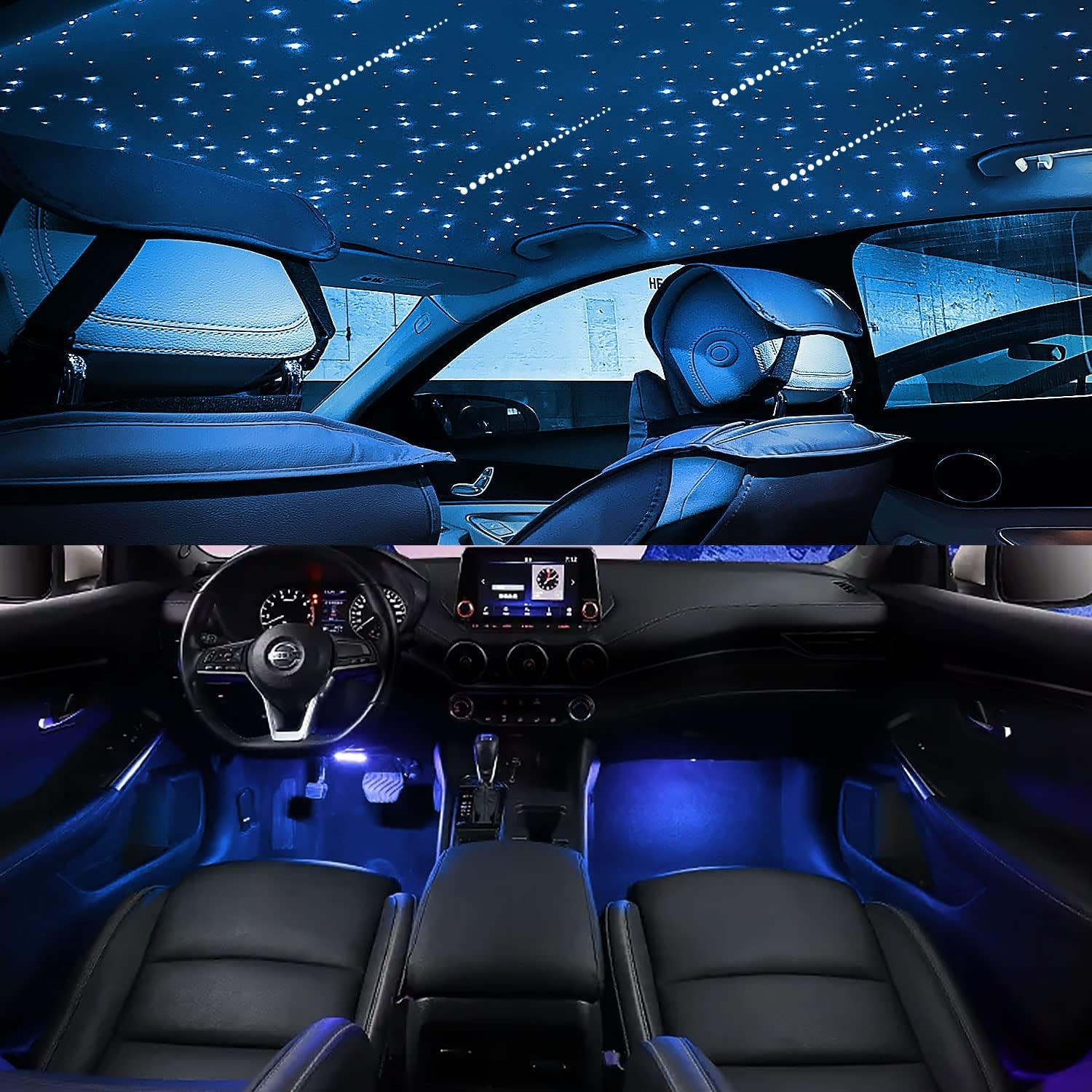 AKEPO Kit de luces de fibra óptica 3 en 1, sincronización de música activada bajo el tablero, luces interiores LED para el interior del automóvil y