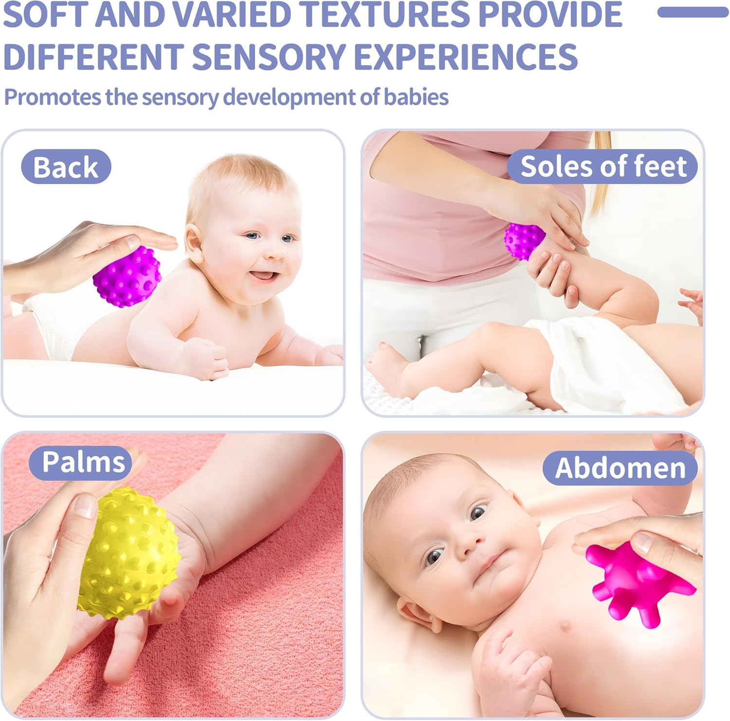 ROHSCE Pelotas sensoriales para bebé, juguetes Montessori, múltiples texturas coloridas para niños pequeños, juguetes sensoriales para bebés de 1 a
