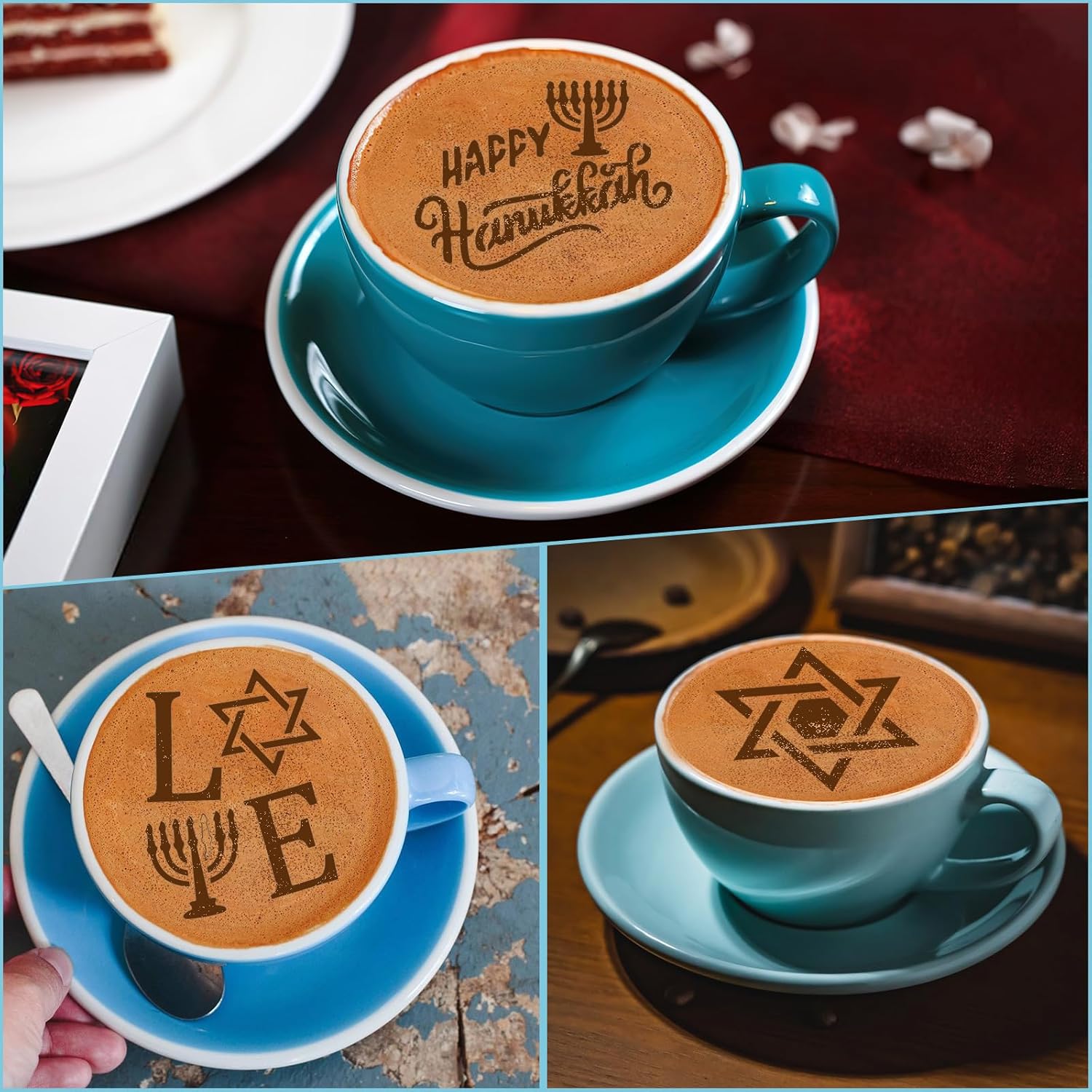 JULBEAR 36 plantillas reutilizables para galletas de Hanukkah, menorá Dreidel para galletas, café, bricolaje, Hanukkah, vacaciones, hornear,