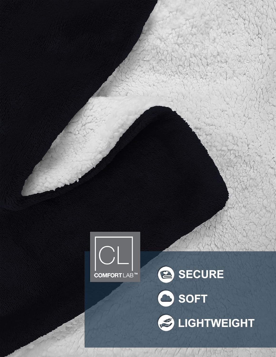 Comfort Lab Manta reversible de franela Sherpa  Elegante manta esponjosa para sofá y decoración del hogar  Anti frisado no se desprende, acogedora y