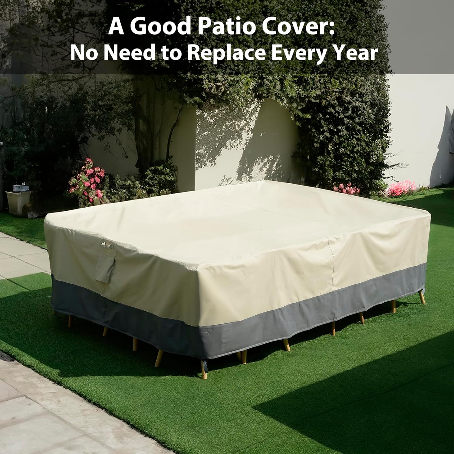 Funda rectangular para mesa de comedor de patio, impermeable, resistente, 74 x 54 x 28 pulgadas, funda para muebles de patio al aire libre,