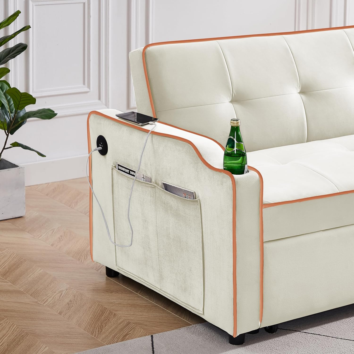Futón 3 en 1 con sofá cama extraíble, sofá biplaza con respaldo reclinable, sofá convertible para dormir para el hogar, casa rodante, apartamento,