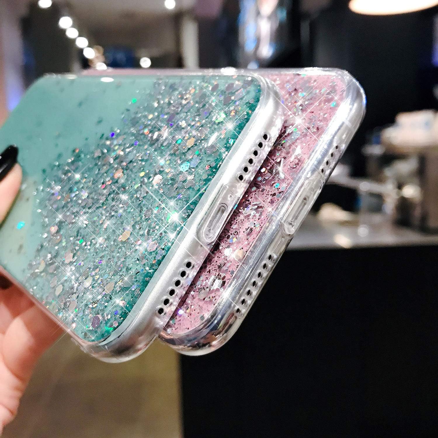 Funda para Huawei P30 Pro con purpurina, transparente con purpurina delgada, de goma de poliuretano termoplástico (TPU), gel de piel de estrellas