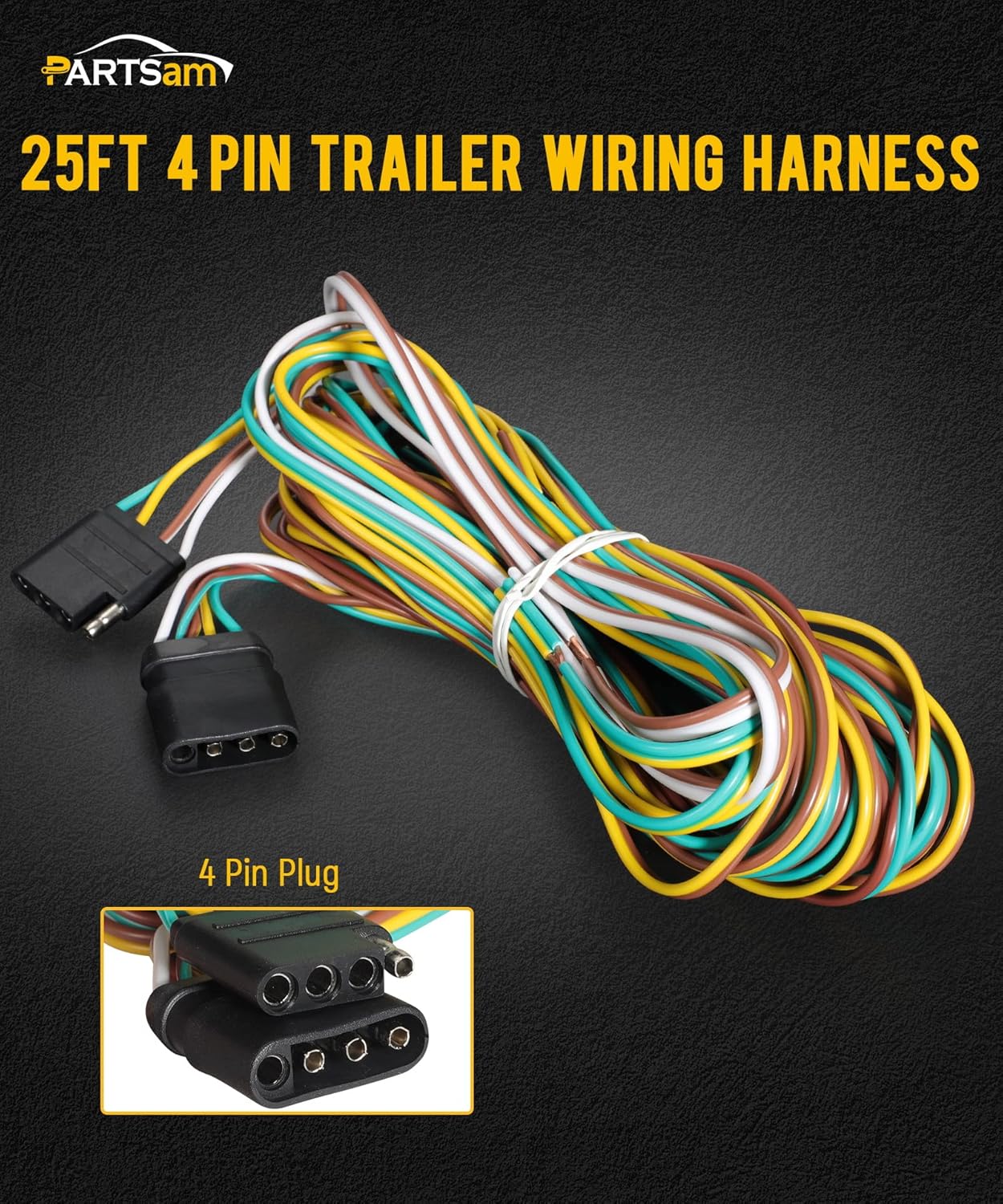 Partsam Kit de luces LED sumergibles para remolque de camión con marcadores laterales, cable de remolque de 7 vías con caja de conexiones de 7