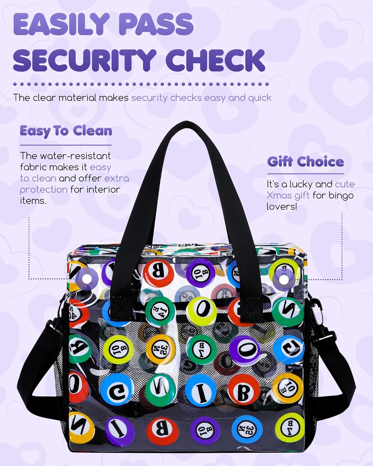 Bolsa de bingo para Daubers Dabbers Dobbers – Bolsas de bingo transparentes con bolsillos para accesorios de bingo, bolsa de bingo para juegos de