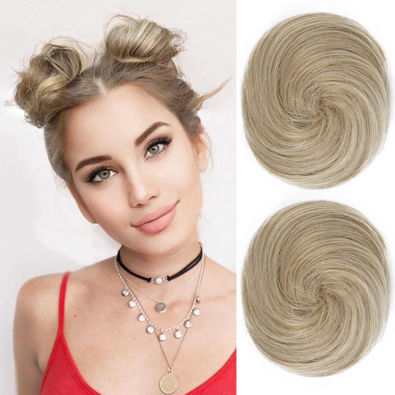 REECHO 2 extensiones de moño para cabello con clip de pinza HB001, accesorio de peluca, extensiones de peinado hacia arriba para mujeres y niñas