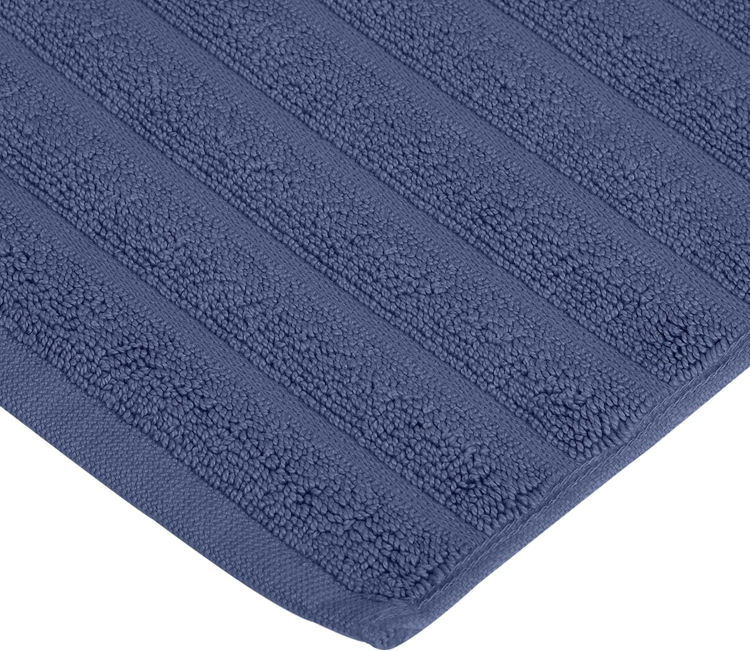 Superior Juego de alfombrillas de baño de 35.27 oz de algodón peinado de fibra larga para baño, 2 piezas, azul marino