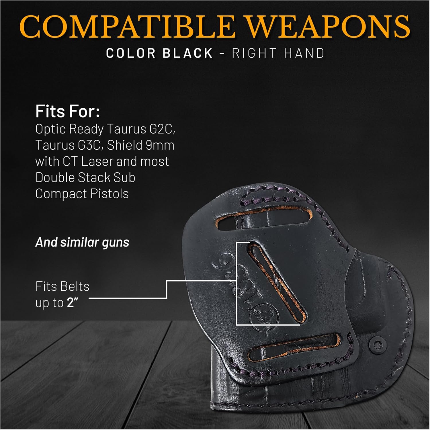 Funda de cuero IWB para pistolas óptica lista. Funda de cuero para pistola Glock 26 27, Taurus G2C G3C, escudo de 0.354 in con láser CT. Funda de