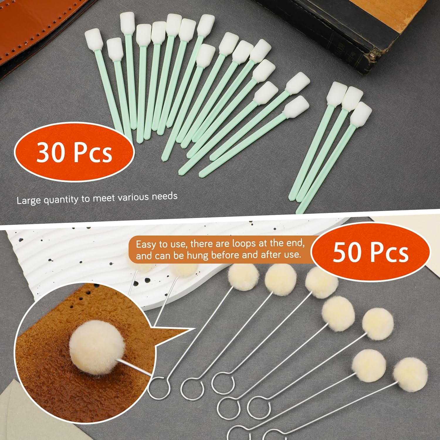 50 piezas de lana Daubers, cepillo de tinte de cuero, herramienta de tinte de cuero, Daubers de cuero para proyectos de manualidades de cuero DIY