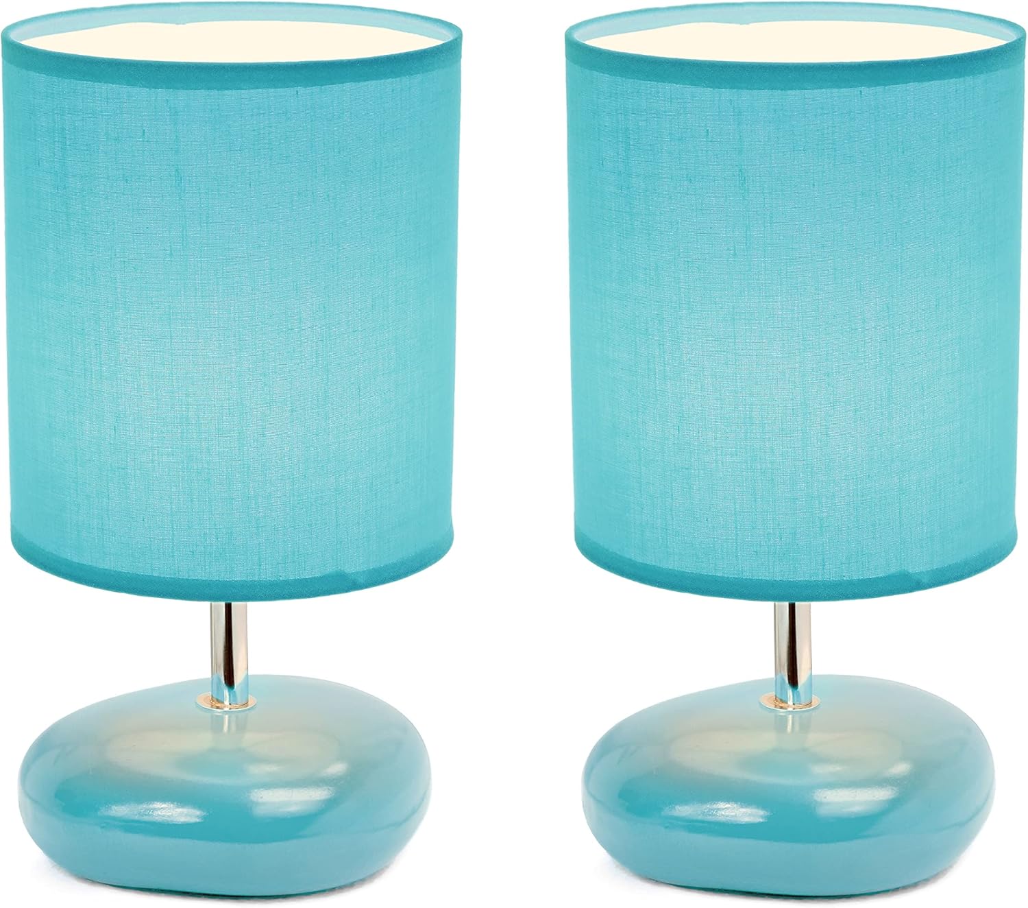Simple Designs LT2005-BLU-2PK Stonies – Juego de 2 lámparas de mesa con aspecto de piedra pequeña, color azul