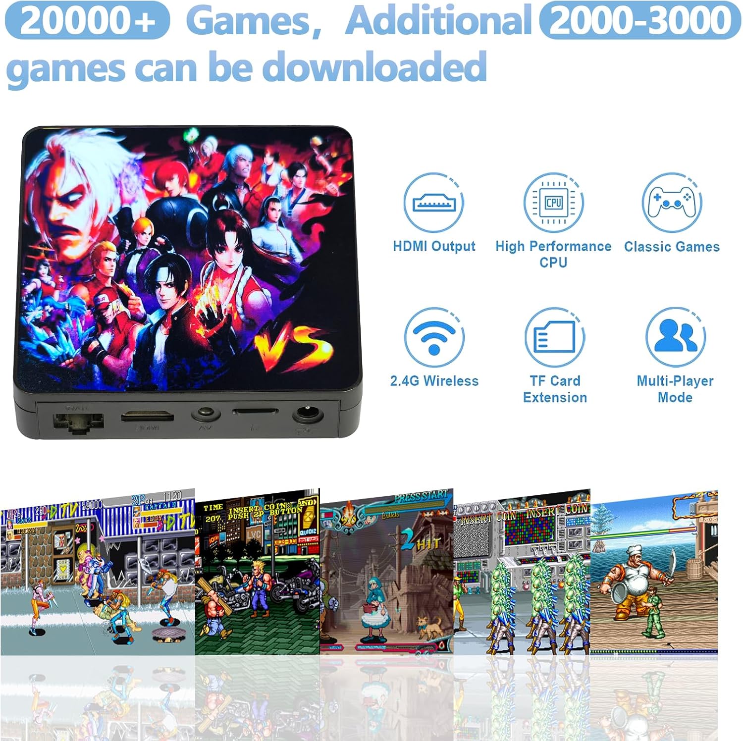 20000 en 1 WiFi Game Box 58S Arcade Stick Retro Consola de juegos irrepetida, Plug and Play, 9 emuladores, salida HDMI 4K, controladores