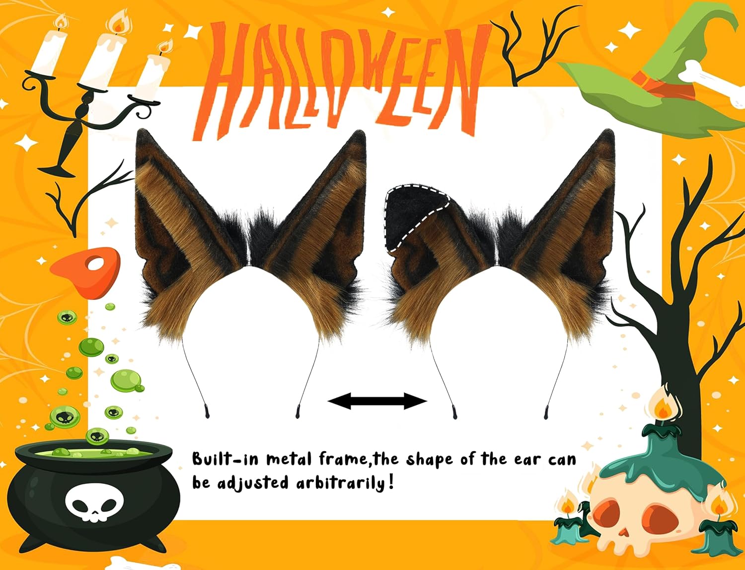 Loiahoer Diadema de orejas de chacal, diadema de pelo de zorro lobo hecha a mano, accesorios para la cabeza, Halloween, cosplay, fiesta de disfraces