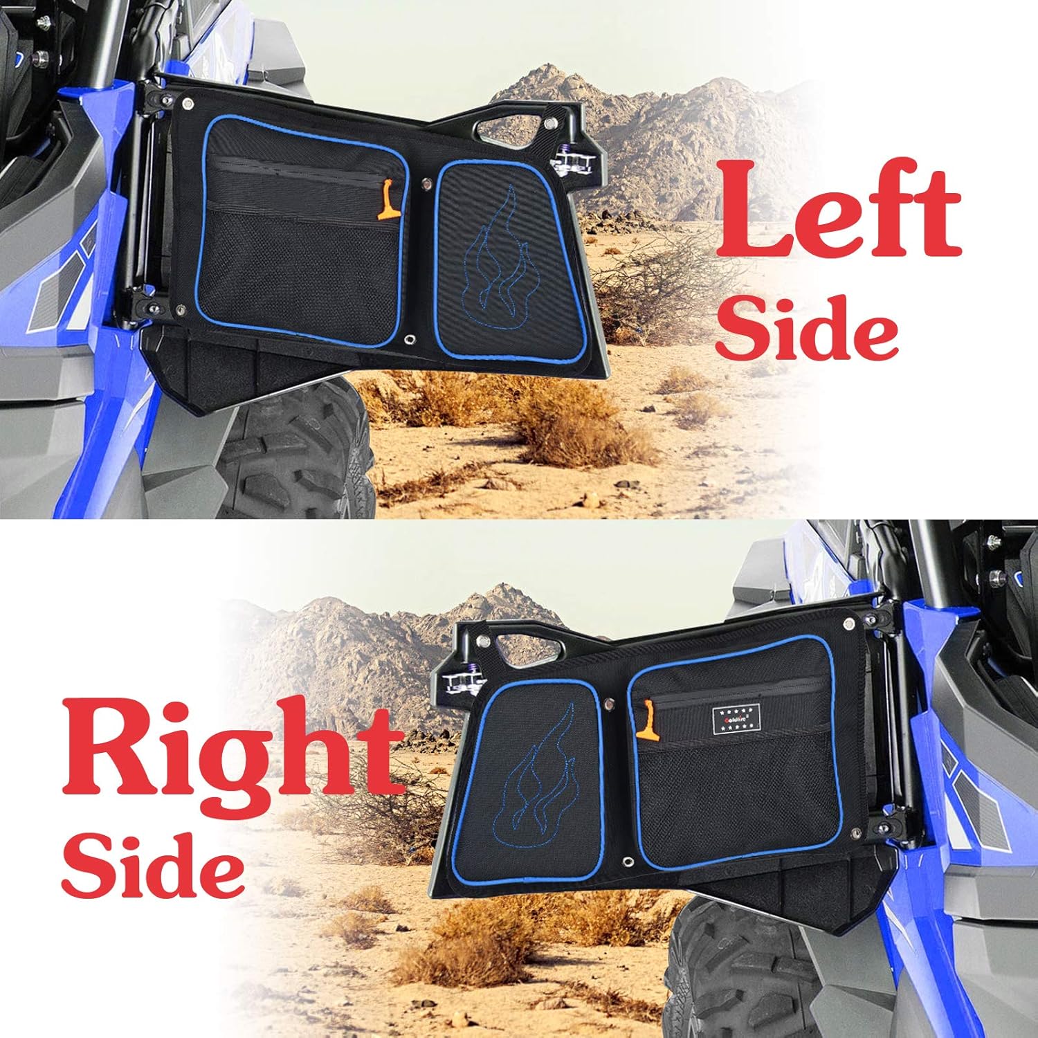 Goldfire RZR 1000 XP – Juego de bolsas de almacenamiento para puerta trasera del lado del pasajero y del conductor con rodilleras compatibles con