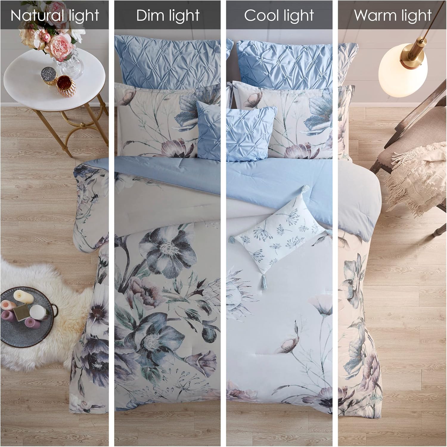 Madison Park Cassandra – Juego de edredón de mezcla de algodón, diseño femenino estampado floral colorido, capa de ropa de cama alternativa para
