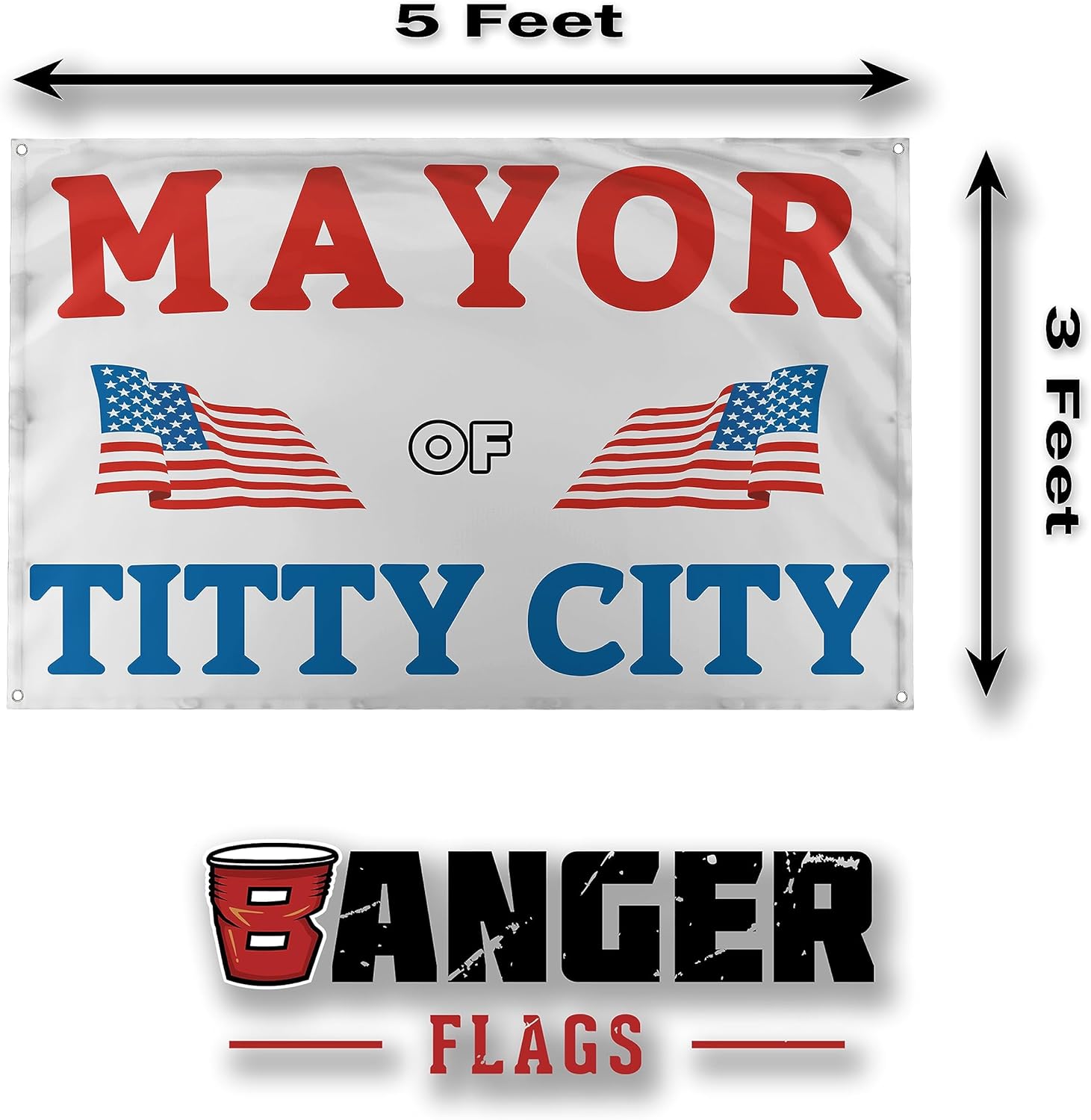 Banger – Mayor of Titty City Funny Meme American Patriotic Político Motivacional Motivacional Oficina Gimnasio Pared Dormitorio Universitario Póster