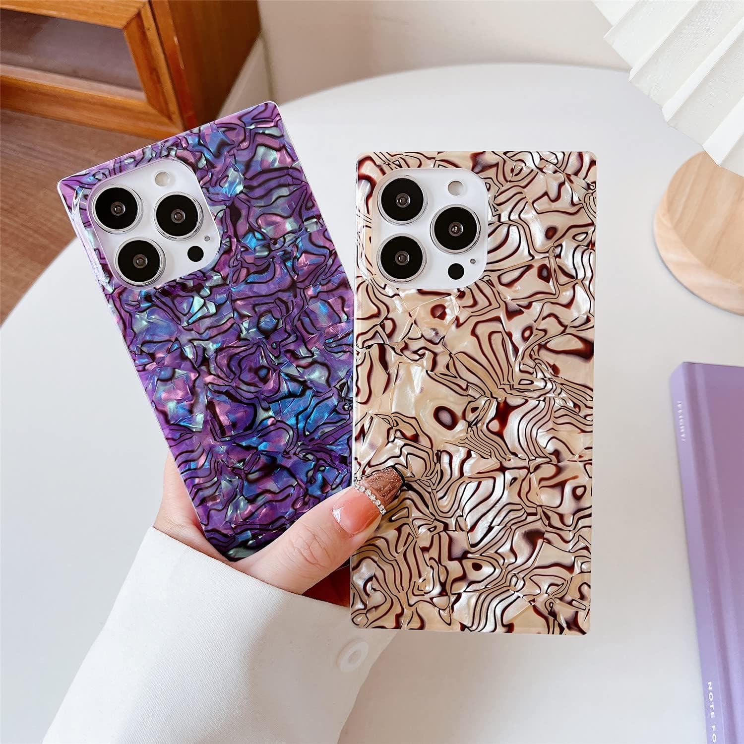 COCOMII Funda cuadrada compatible con iPhone 11 Pro Max, lujosa, delgada, brillante, perla opalescente, purpurina iridiscente, fácil de sostener,
