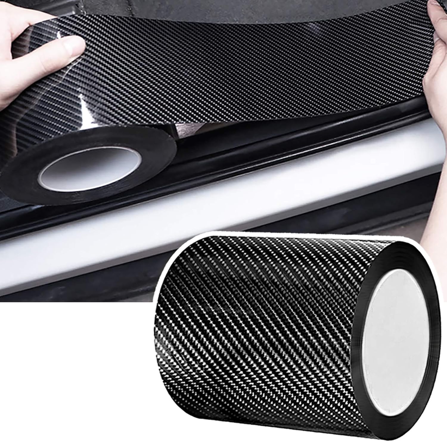 Protectores de borde de puerta de automóvil, protector de umbral de puerta, película de fibra de carbono 5D para envoltura de automóvil, película de