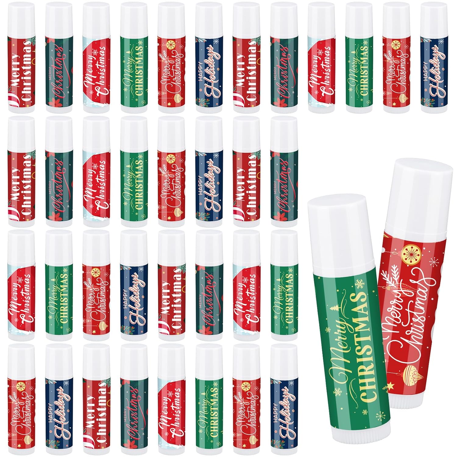 Bálsamo labial de 36 piezas, regalos de Navidad a granel, juego de bálsamo labial de invierno, palo hidratante, cuidado de labios para suministros