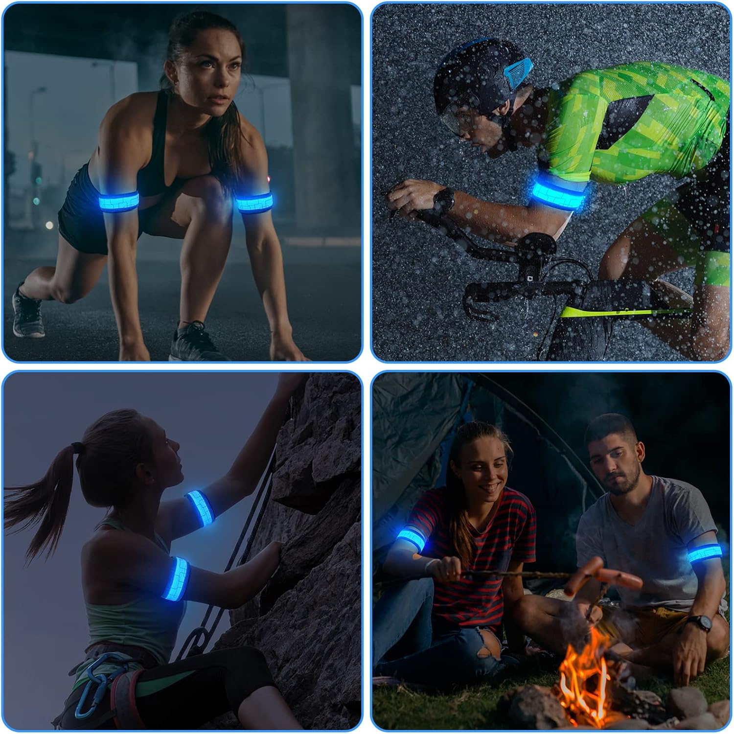 Aucuu Brazalete de seguridad con luz LED para caminar por la noche de los niños, correa mágica para correr, ciclismo, trotar