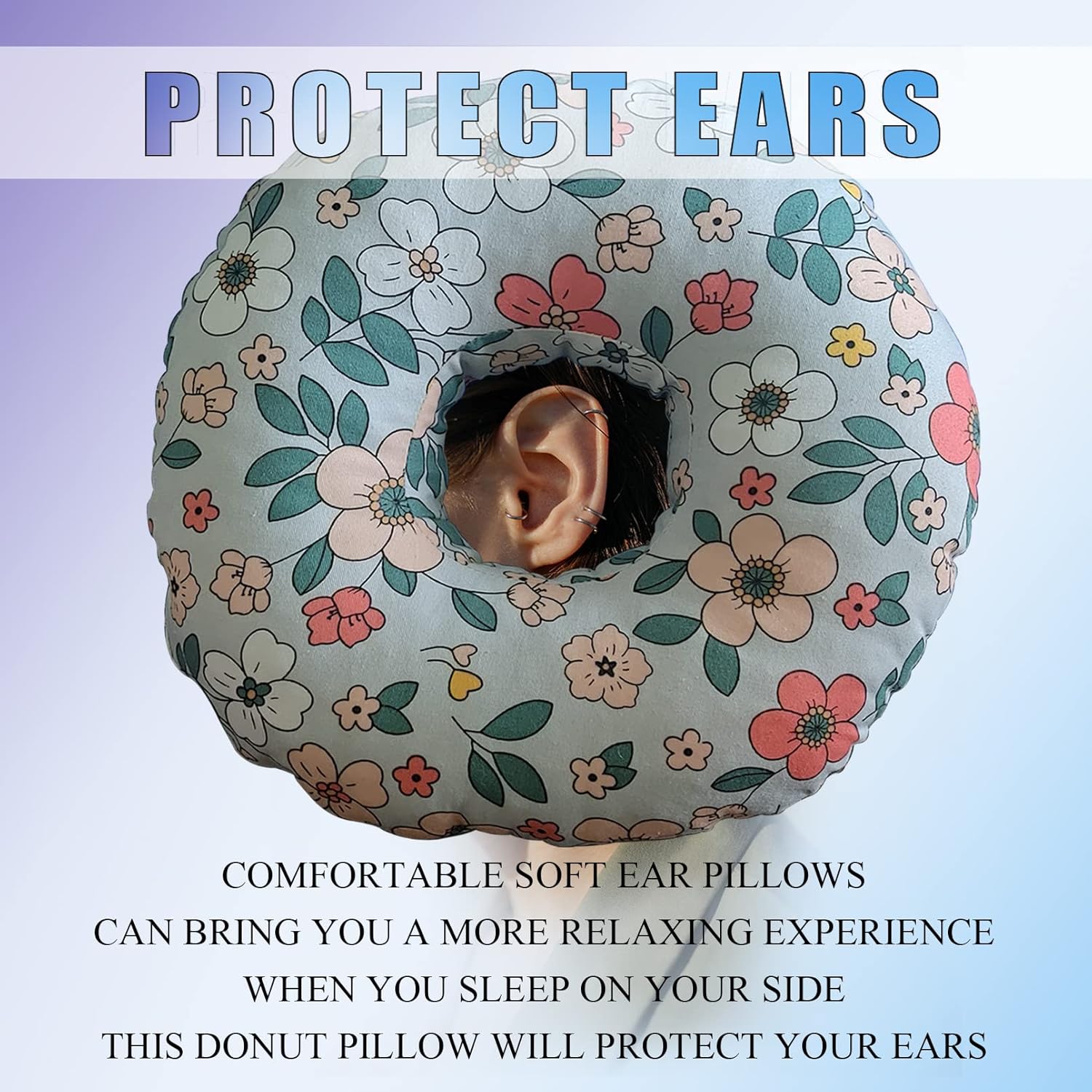 Zuobloe Piercing Pillow for Side Sleepers, Ear Pillows with Ear Hole for Ear Pain, cnh, O-Shaped Side Sleeping Ear Guard Pillow