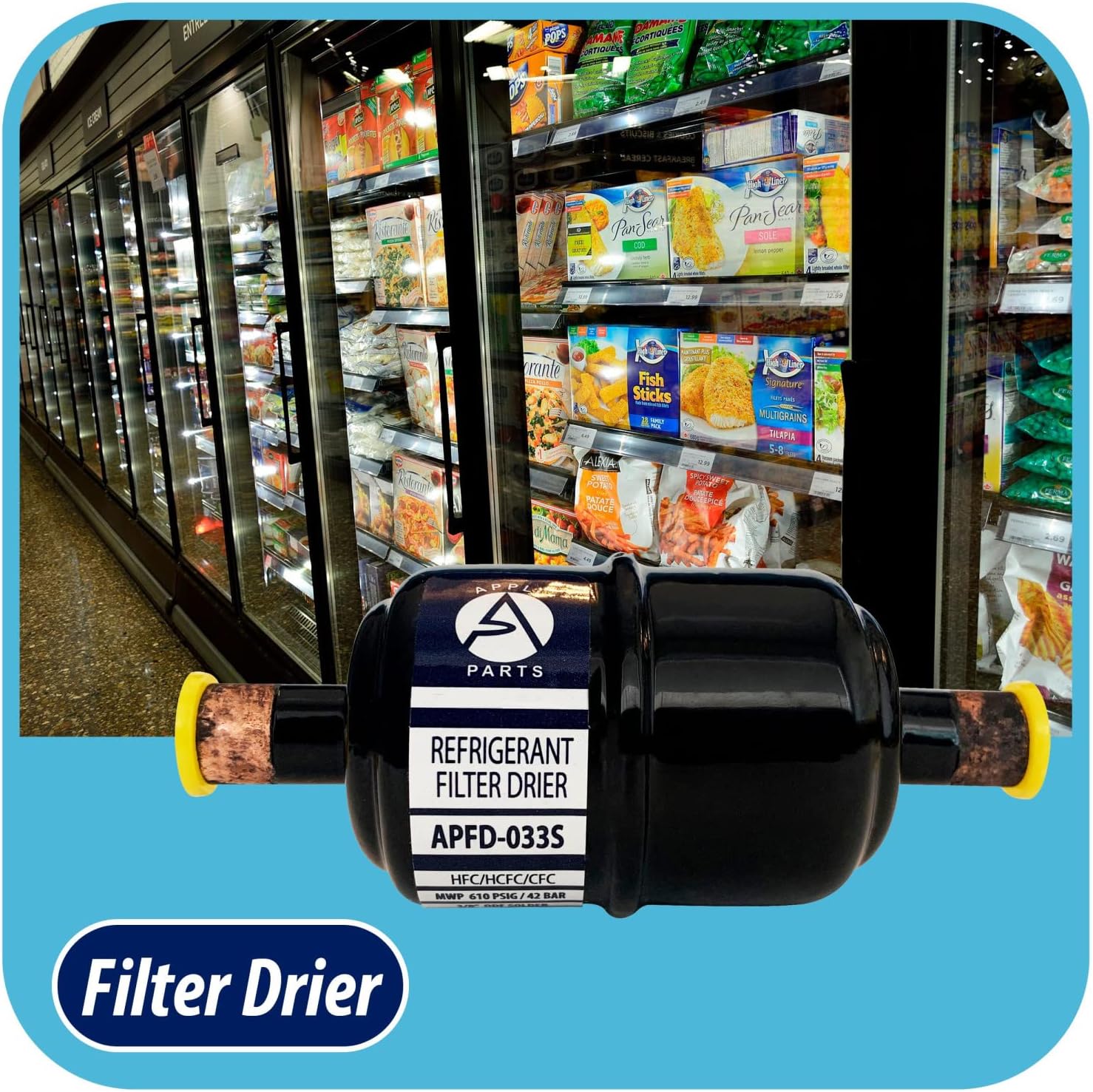 Appli Parts APFD-033S 38 in Liquid Line Refrigerante AC Filtro Secador HVAC Refrigeración 033S ODF Sudor Soldadura conexión universal unidireccional