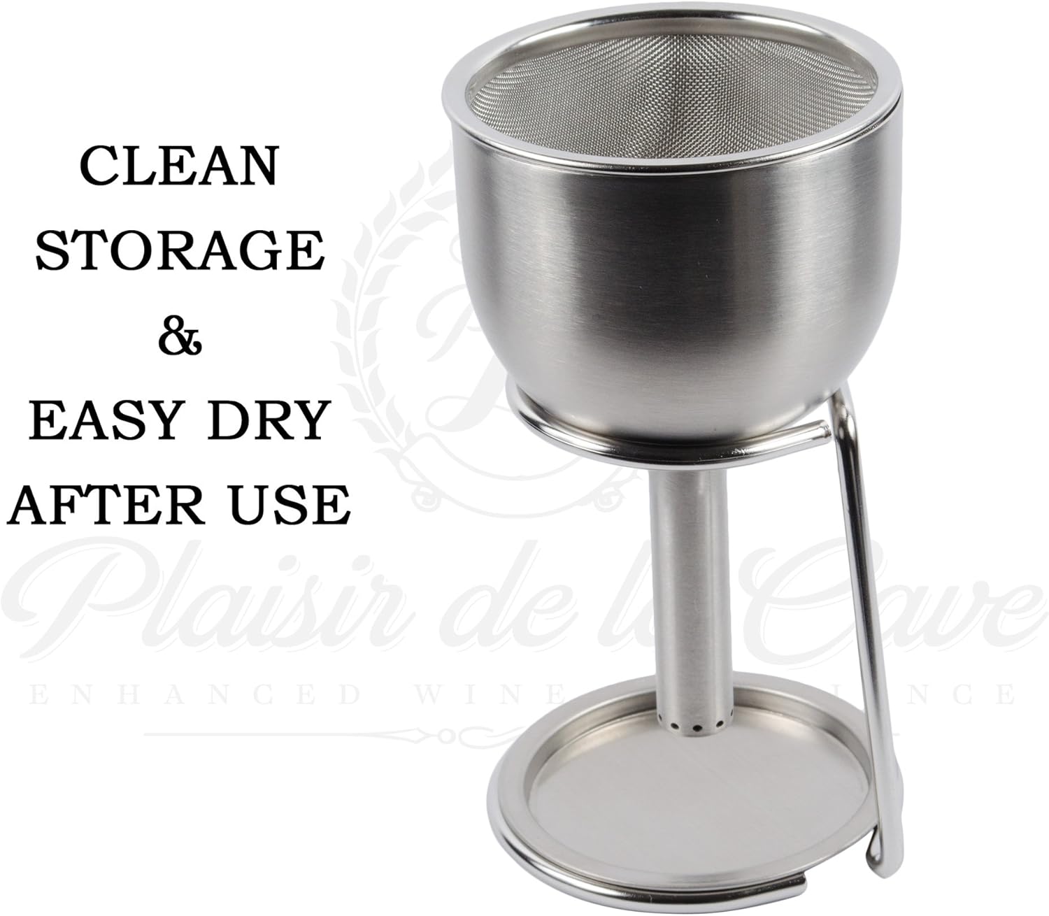 Embudo de acero 3 en 1 con colador (ducha de vino + aireador + filtro + soporte de almacenamiento)  Mejora el vino y limpia los residuos