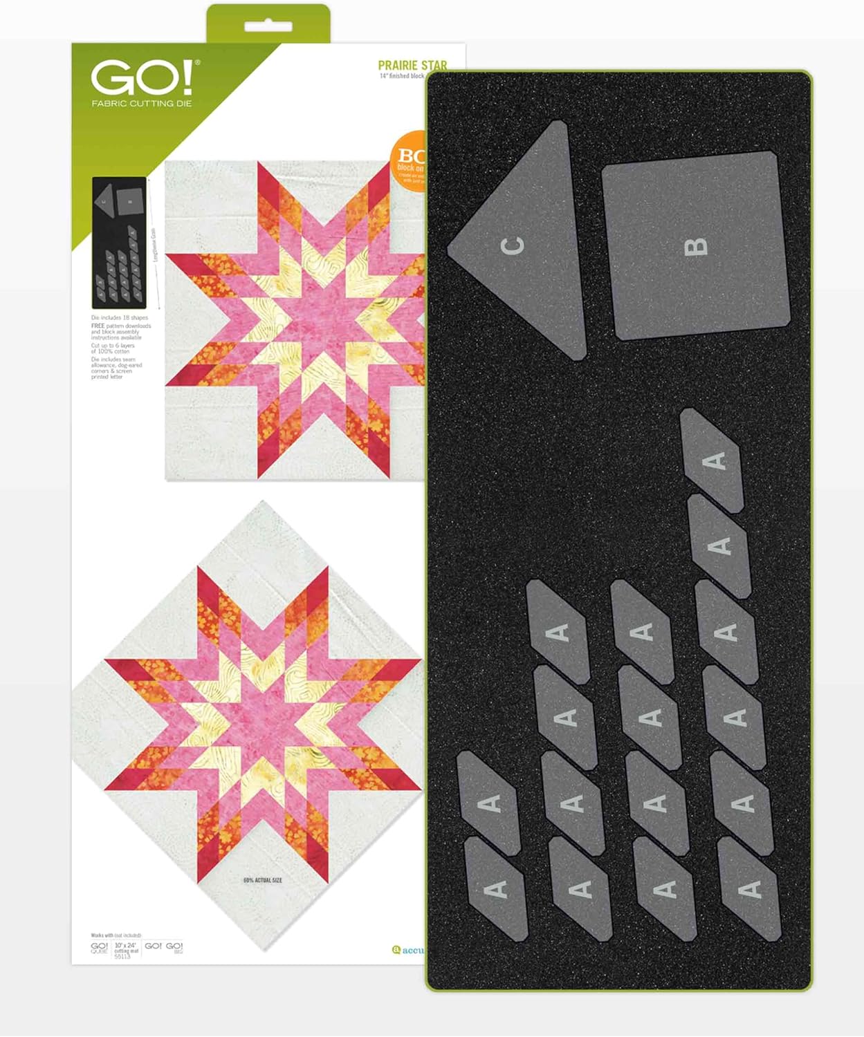AccuQuilt GO! Prairie Star – Troquel acabado de 14 pulgadas  Suministros de acolchado, troqueles de corte, troqueles AccuQuilt Go  Acolchado,