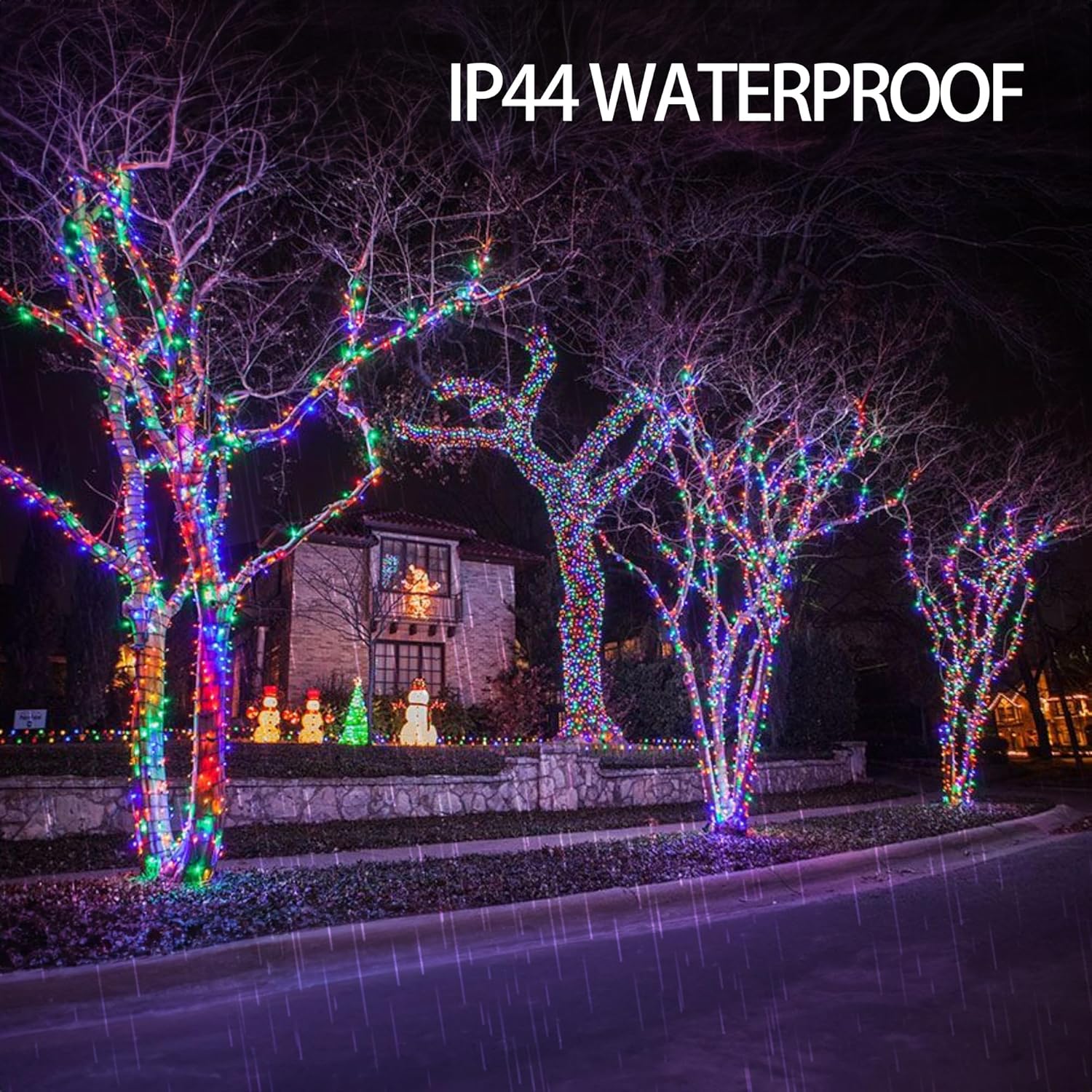 Dazzle Bright Guirnalda de luces LED de Navidad de 164 pies, 500 luces LED de alambre verde impermeable con 8 modos, decoraciones de Navidad al aire