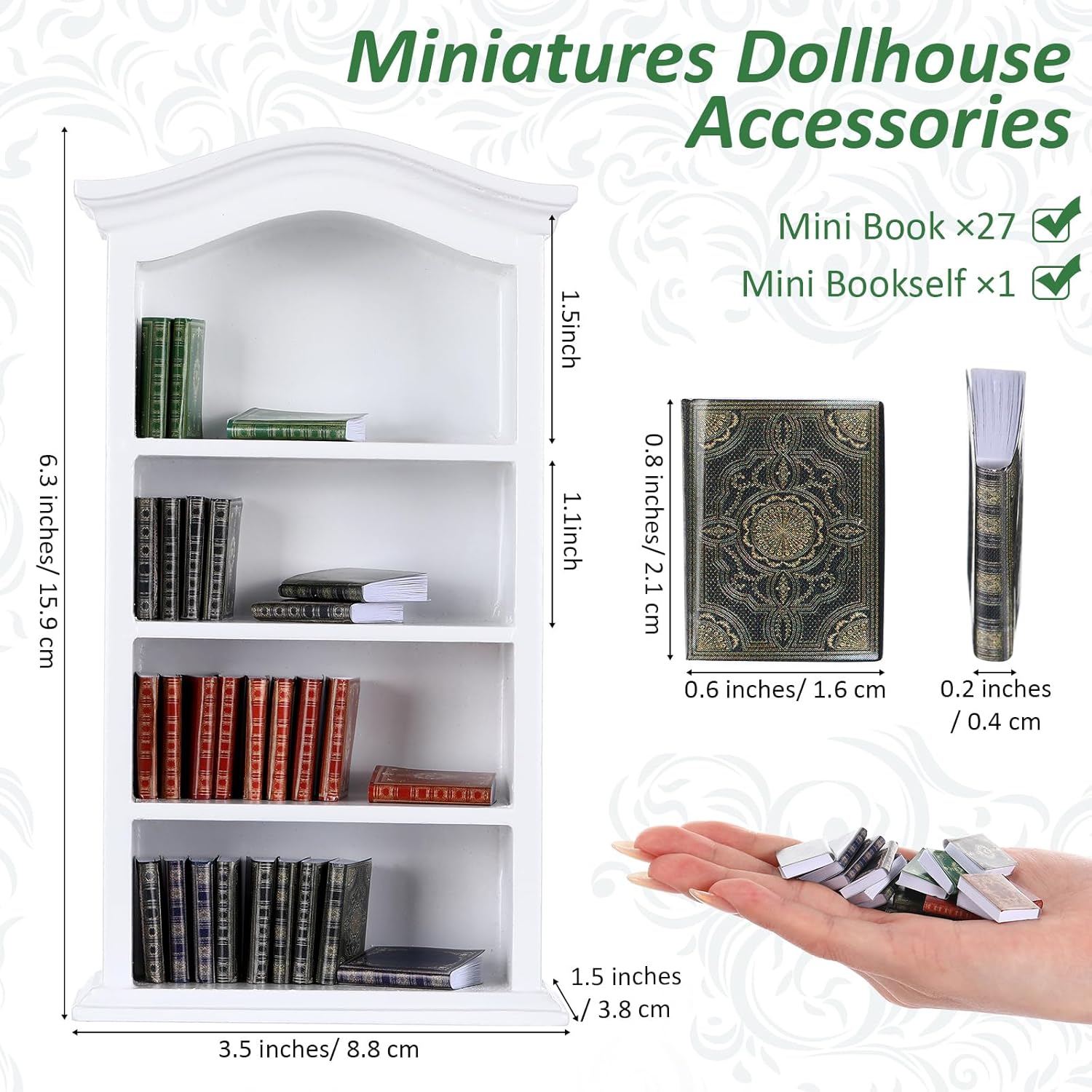 Poen 27 piezas 1 12 libros de casa de muñecas en miniatura a escala y una estantería de madera accesorios de decoración de casa de muñecas 1 12