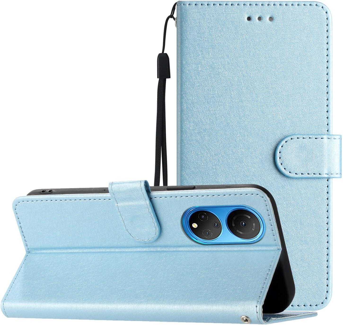Compatible with Honor X7 Leather Case, Wallet Flip Case Book Design with Magnetic Closure Kickstand Card Slots Folio Cover -Blue