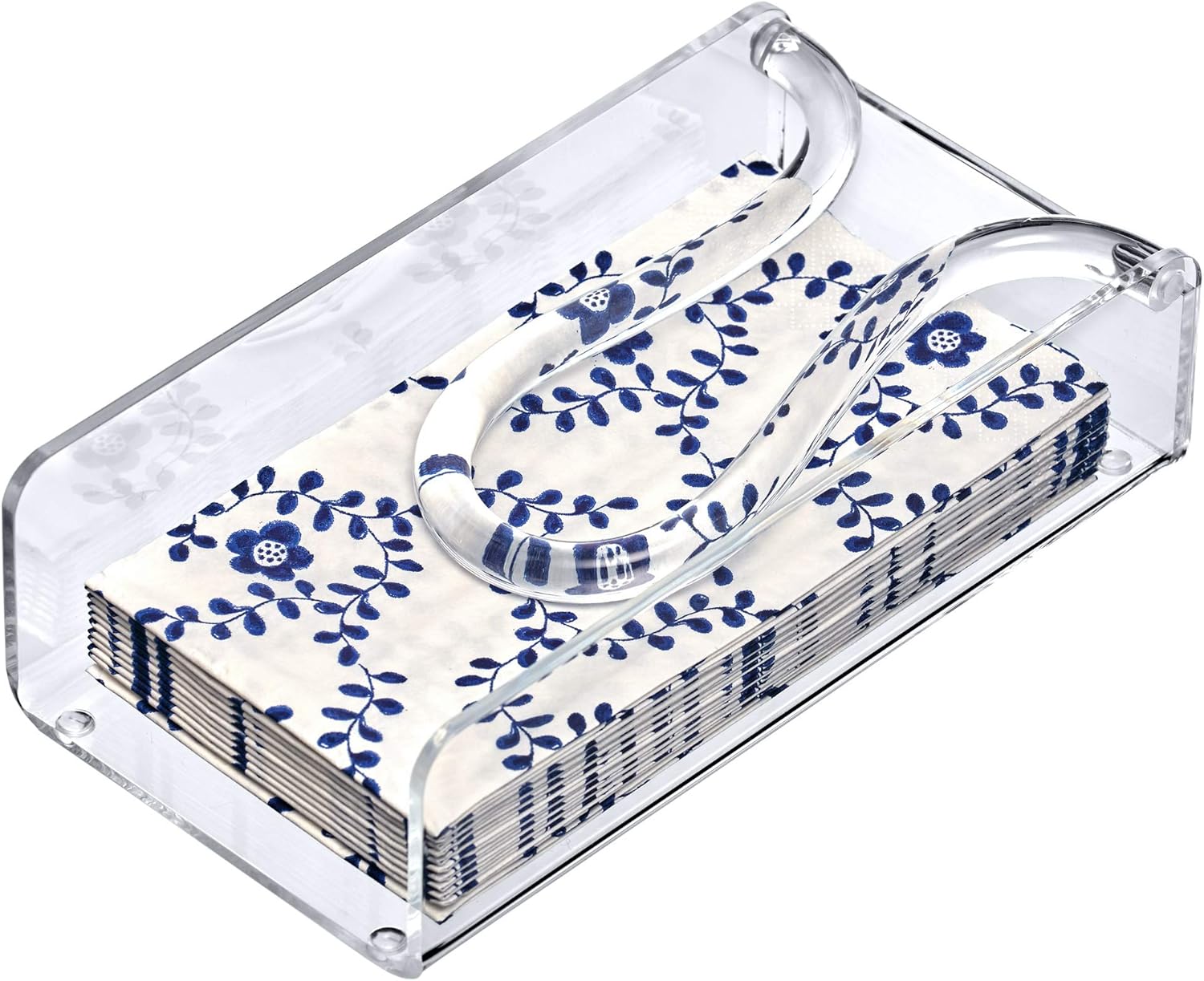 Amazing Abby Servilletero acrílico para toallas de invitados (8.5 x 4.5 pulgadas), dispensador de servilletas de plástico transparente con brazo