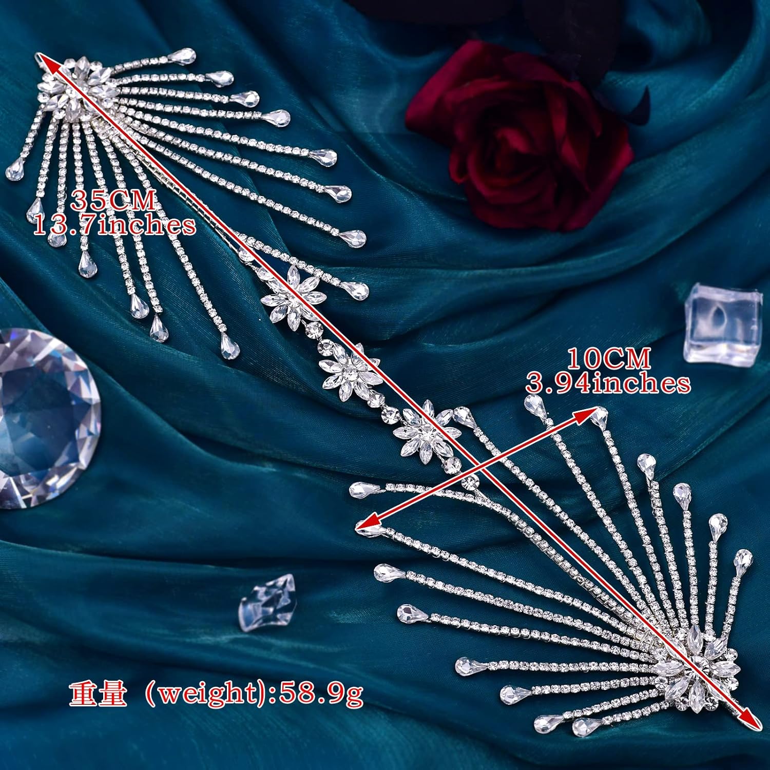 Diadema de boda con hojas de diamantes de imitación para novias, tocados plateados hechos a mano para bodas, bailes, fiestas de cumpleaños,